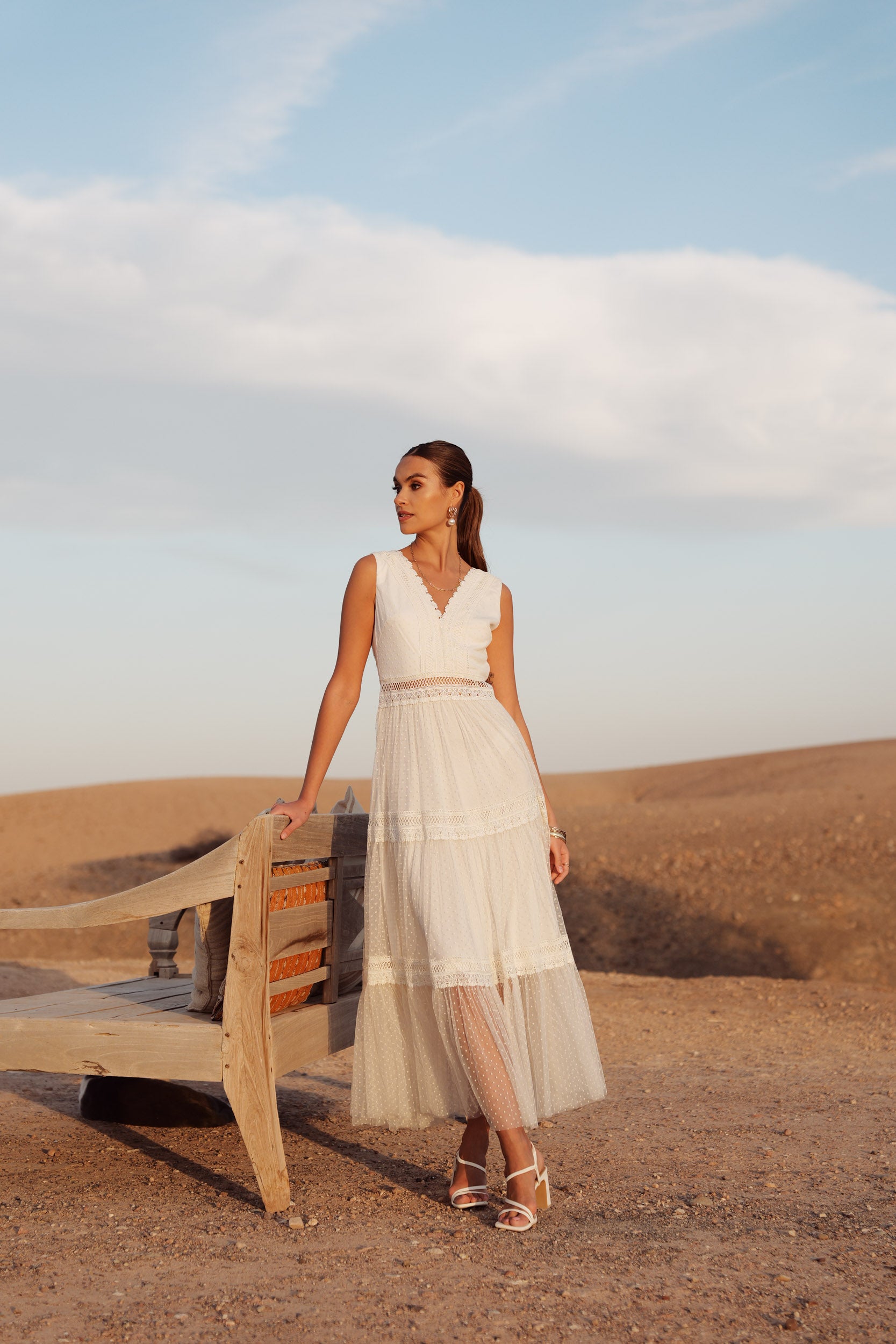 Robe longue Nikky tulle plumetis