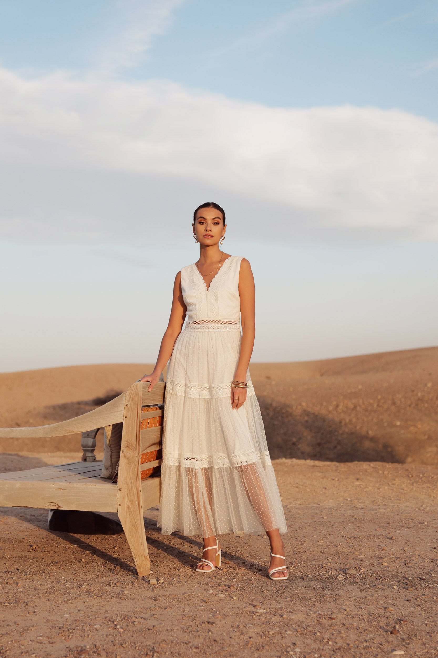 Robe longue Nikky tulle plumetis