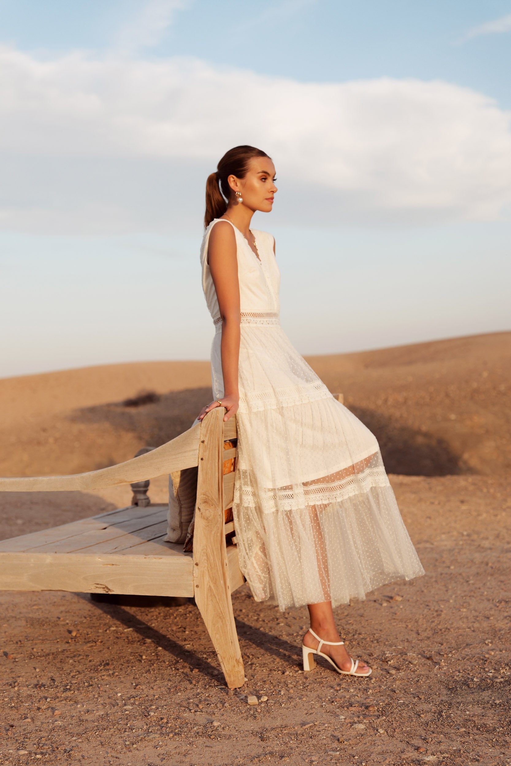 Robe longue Nikky tulle plumetis