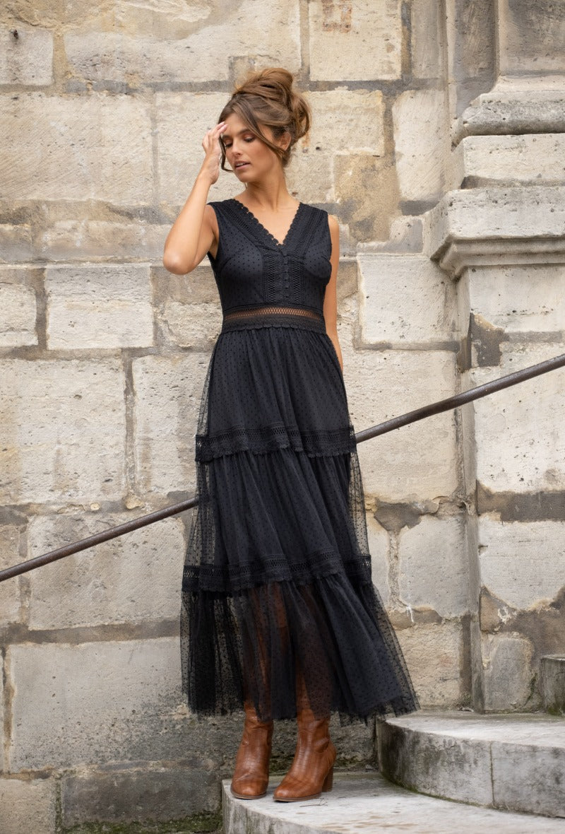 Robe longue Nikky tulle plumetis
