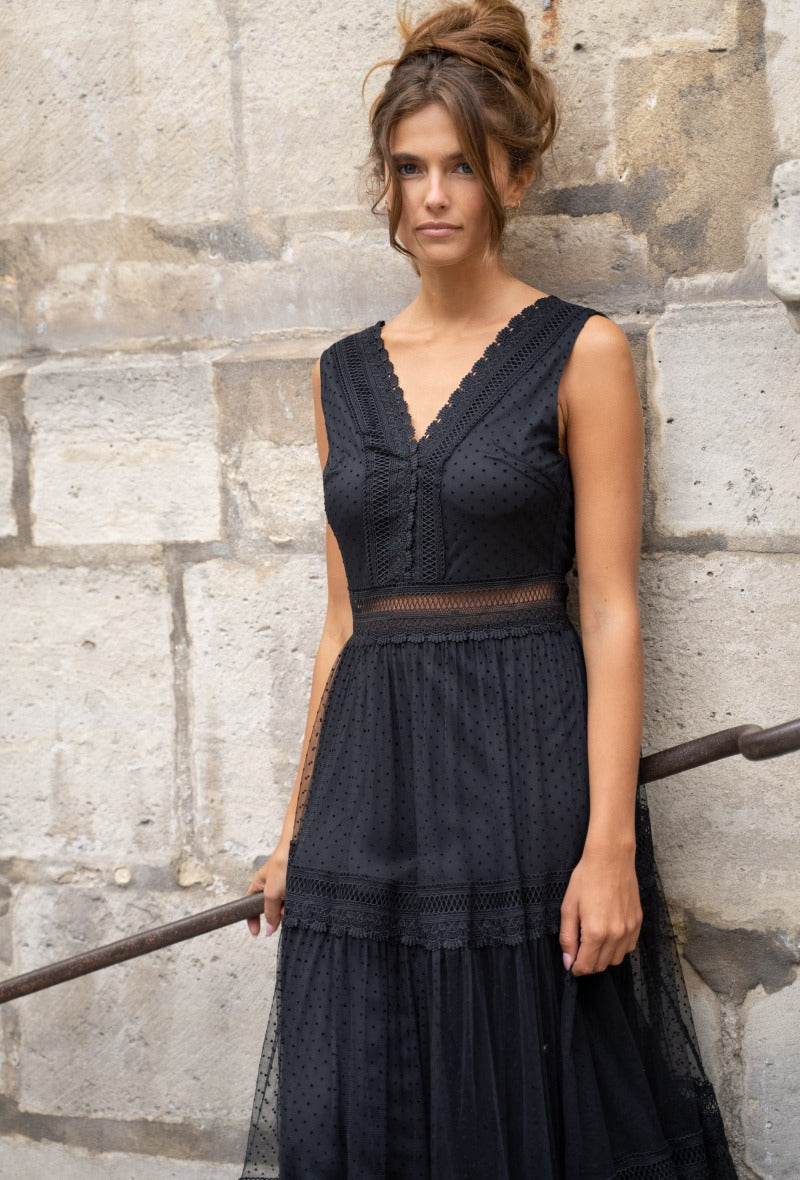 Robe longue Nikky tulle plumetis