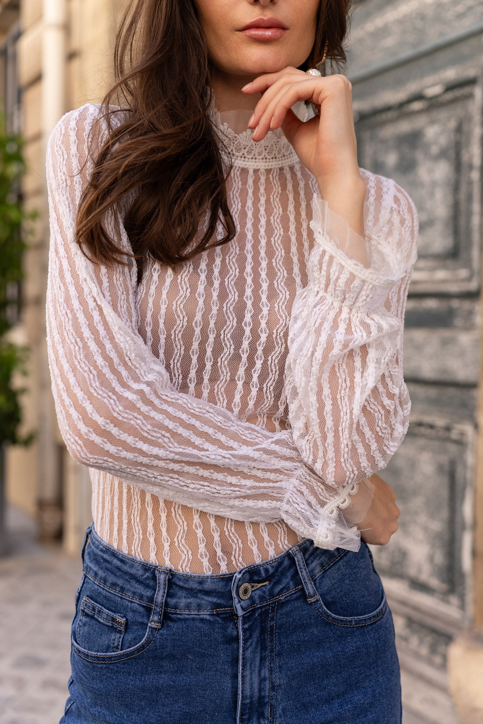 Ariane turtleneck lace blouse