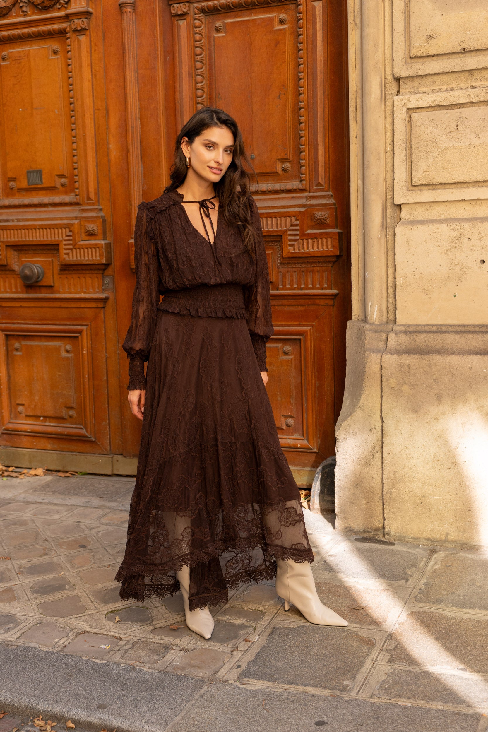 Blouse en dentelle smockée September