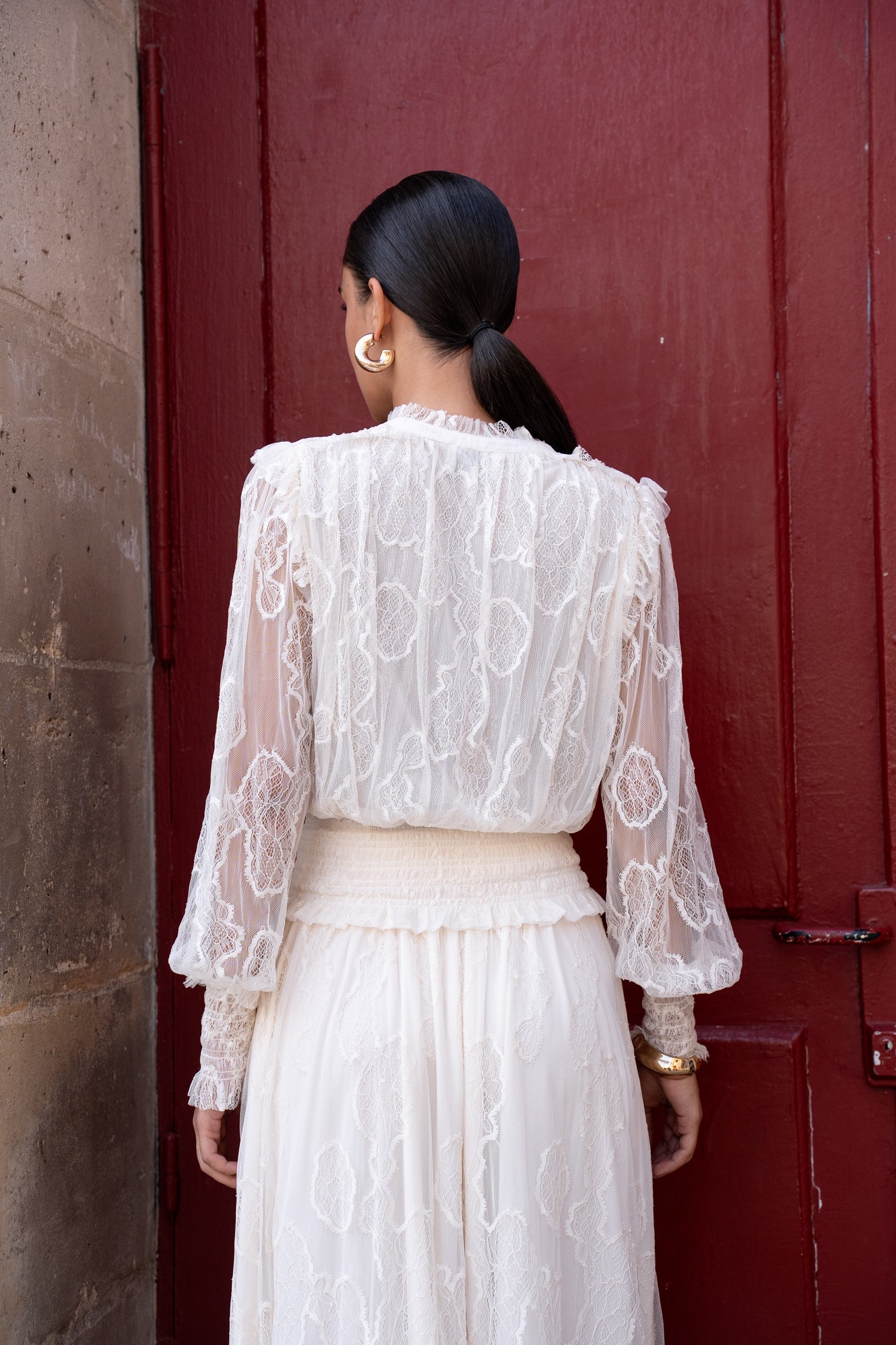 Blouse en dentelle smockée September
