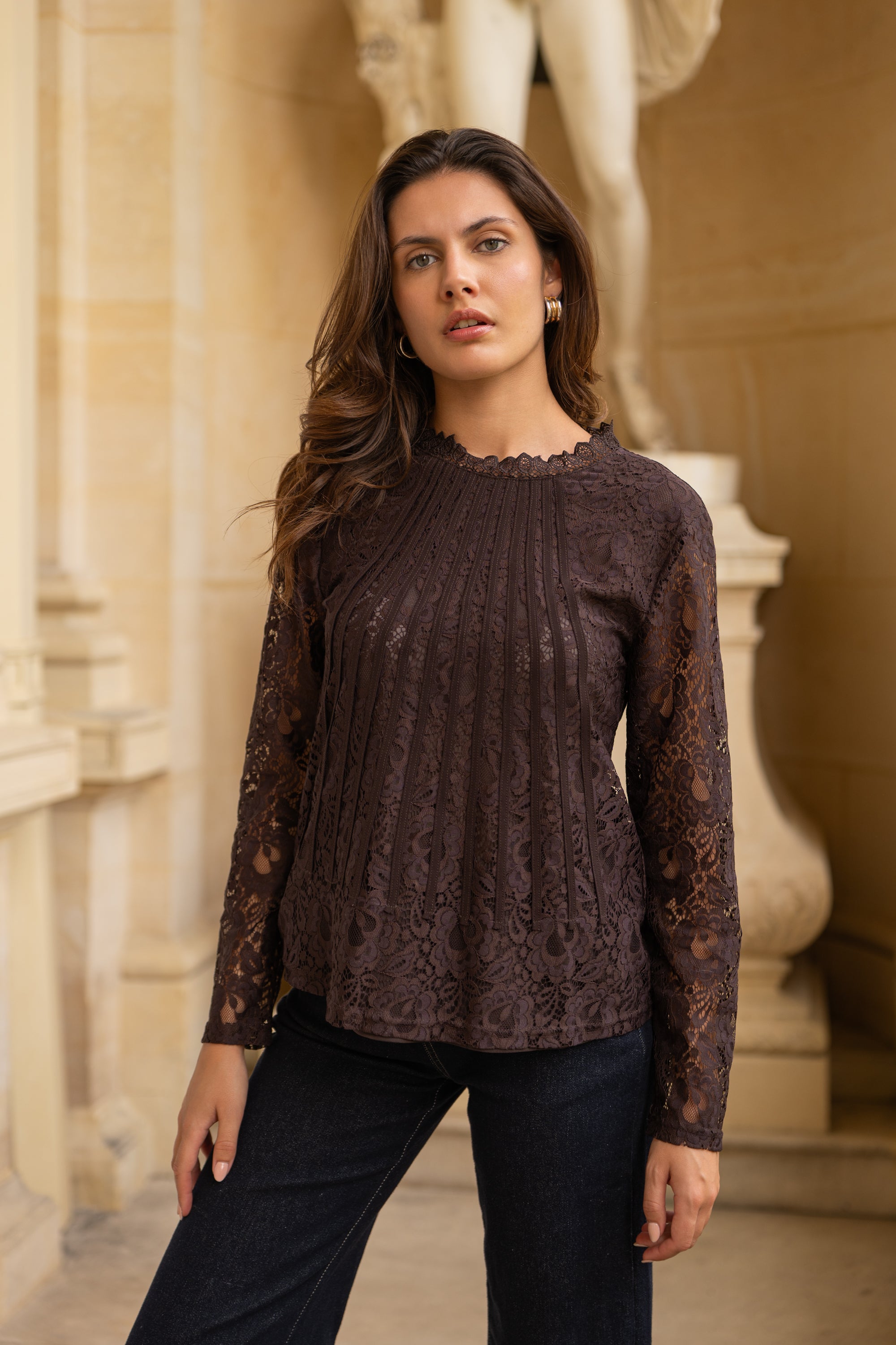 Tiffany lace blouse with borders