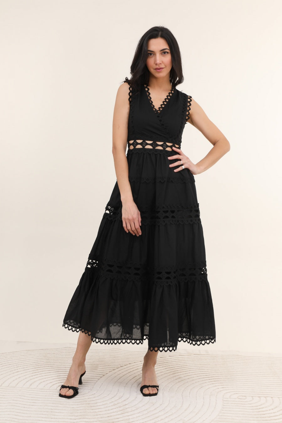 Robe longue Ellie en coton ajouré
