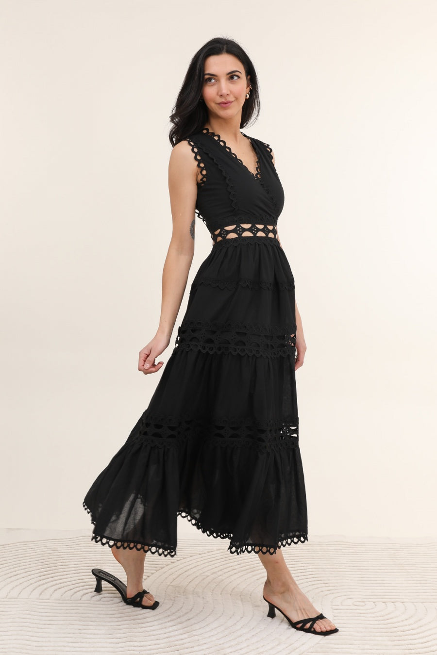 Robe longue Ellie en coton ajouré