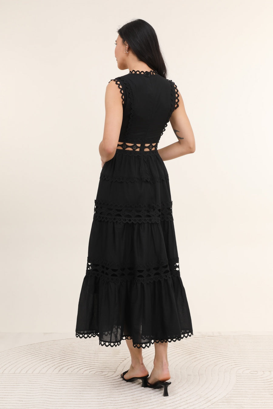 Robe longue Ellie en coton ajouré
