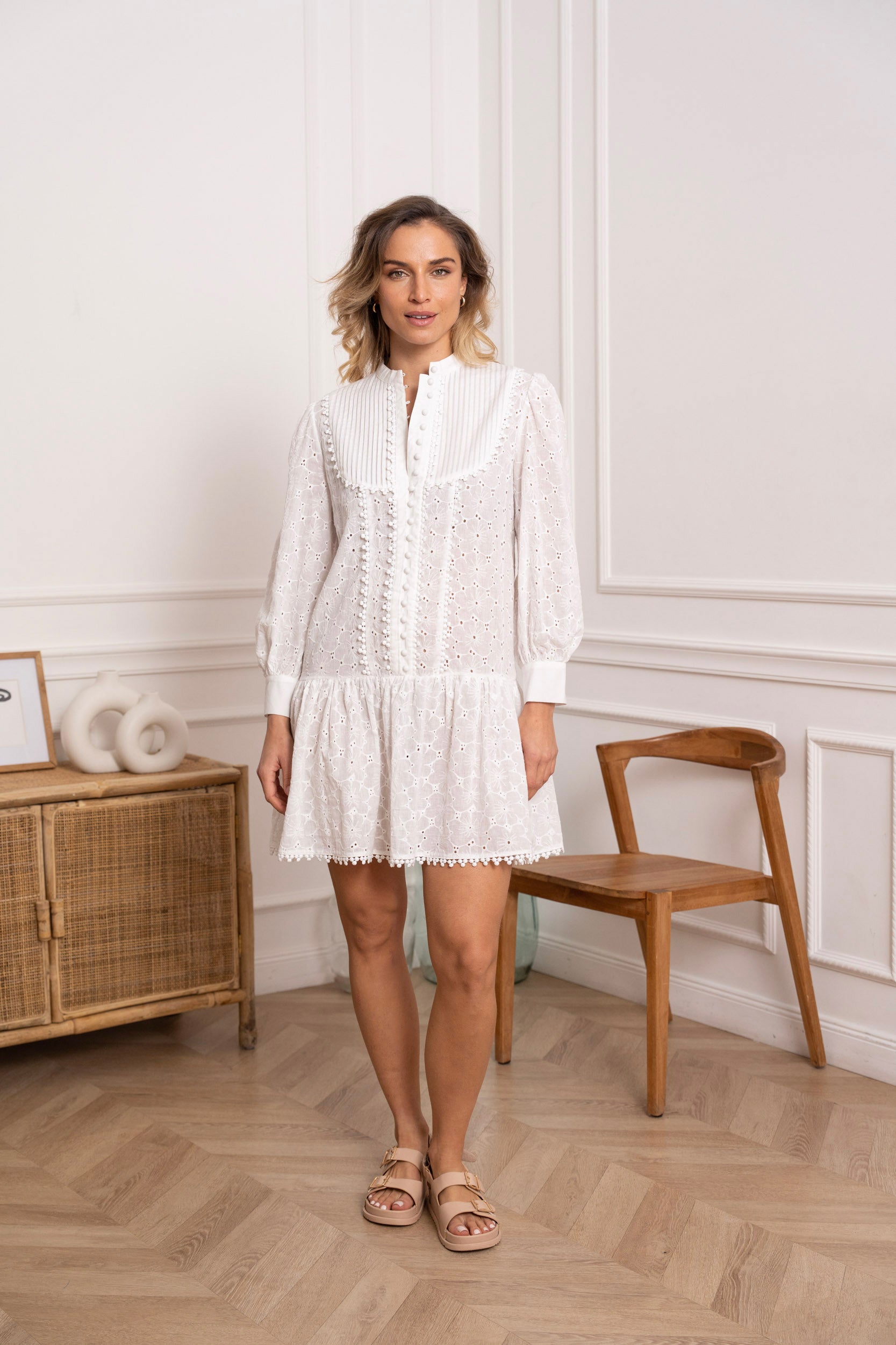 Robe Jane en coton brodé