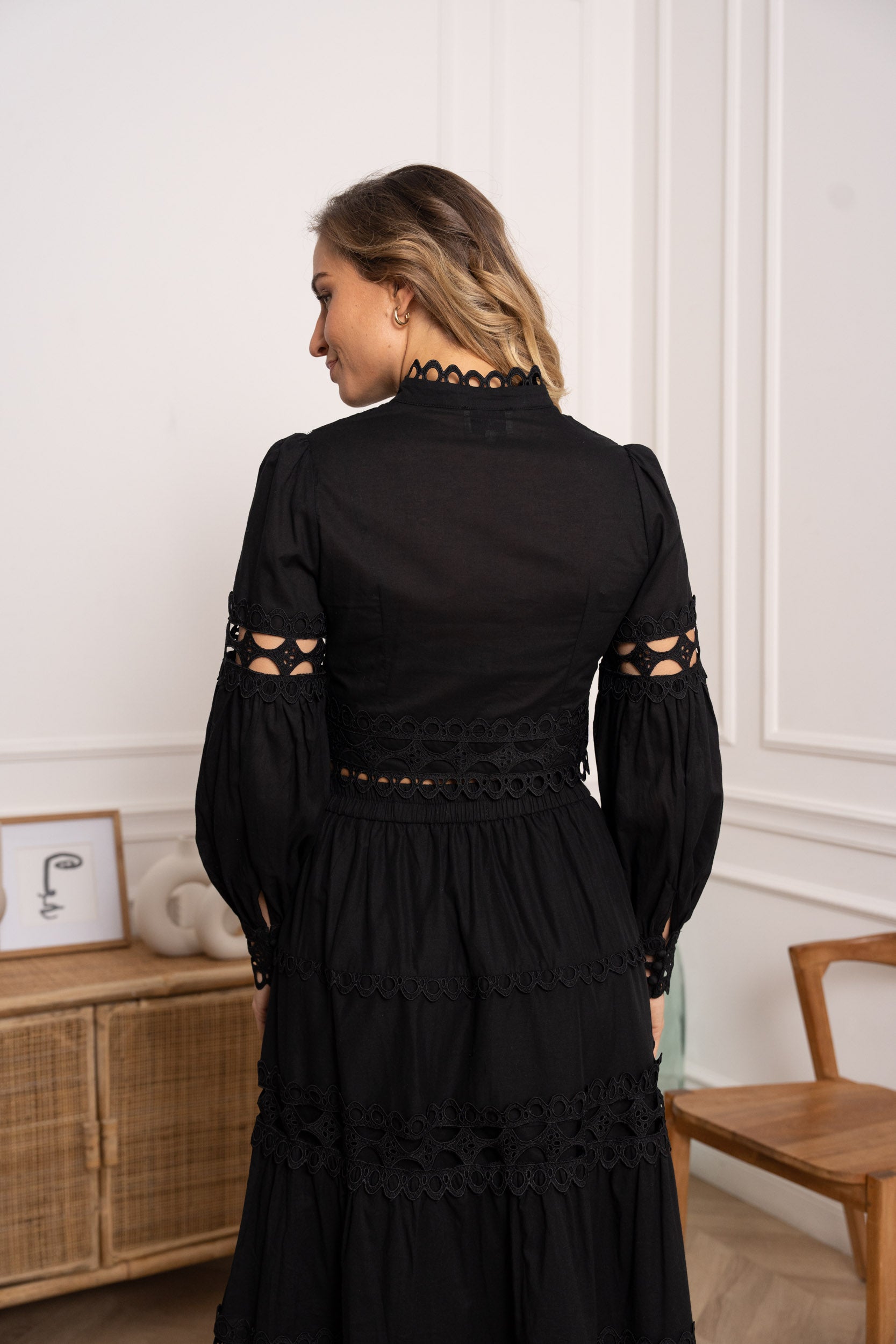 Chemise crop Ellie en coton ajouré