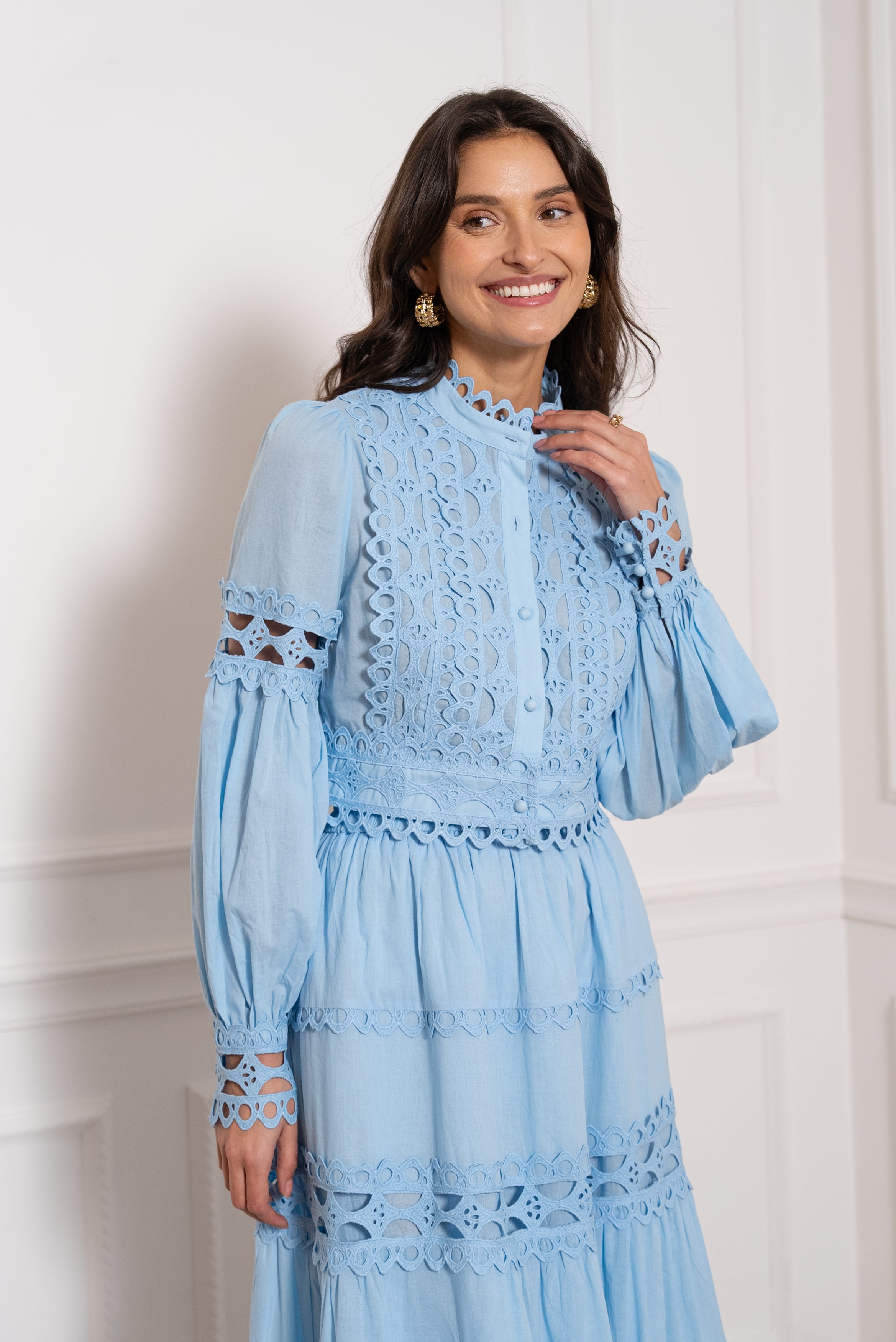 Chemise crop Ellie en coton ajouré