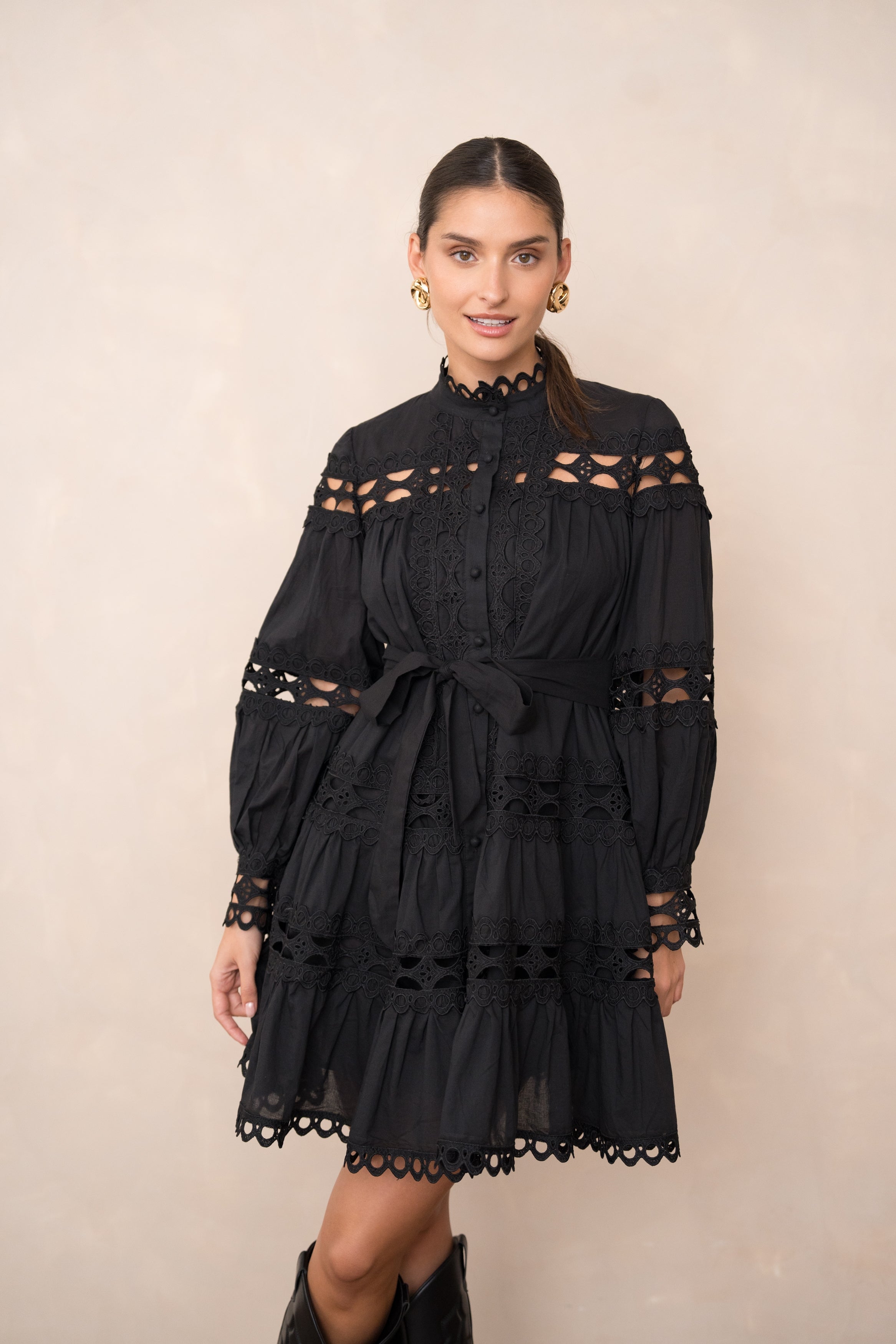 Robe chemise Ellie en coton ajouré