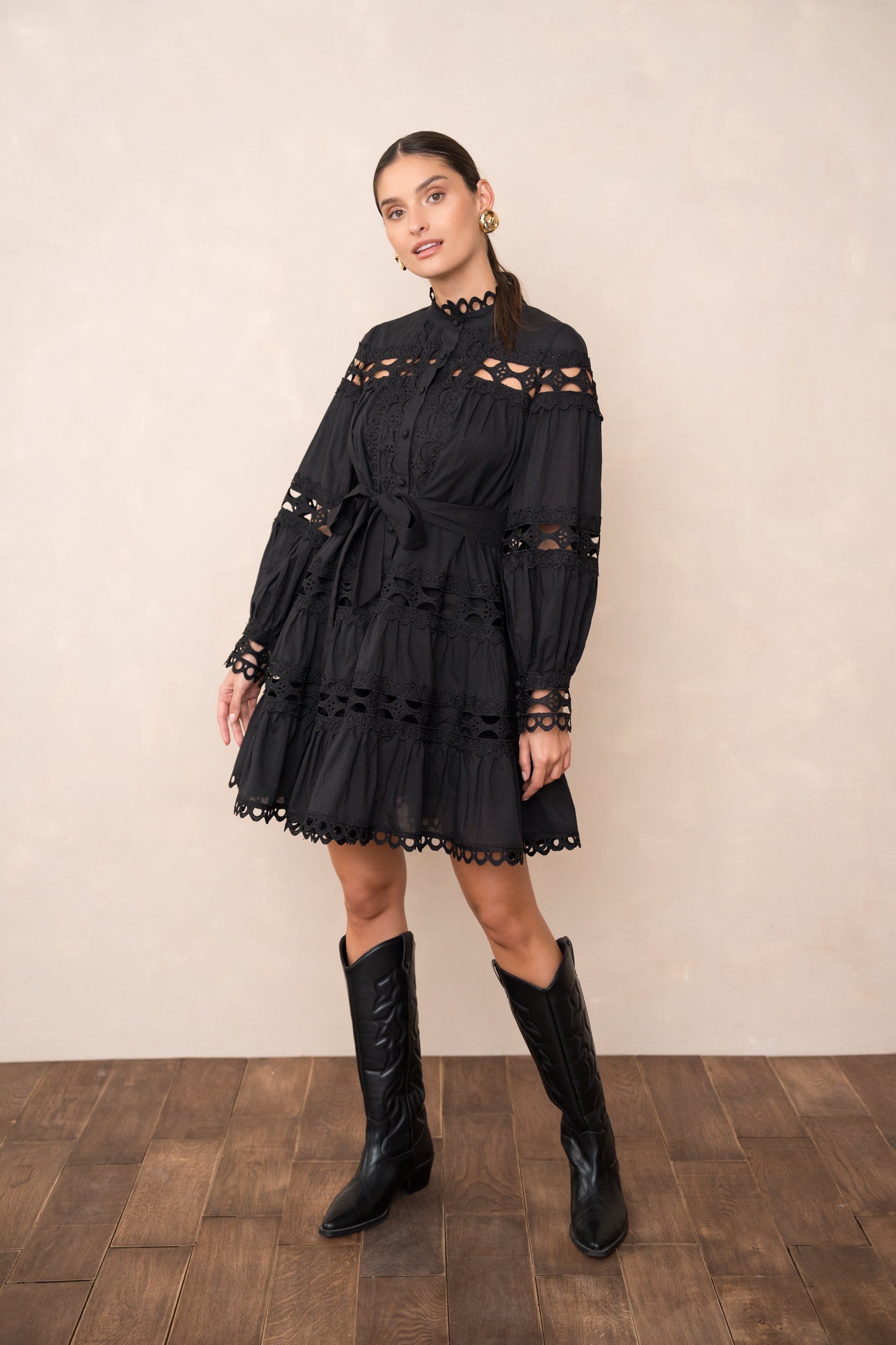 Robe chemise Ellie en coton ajouré