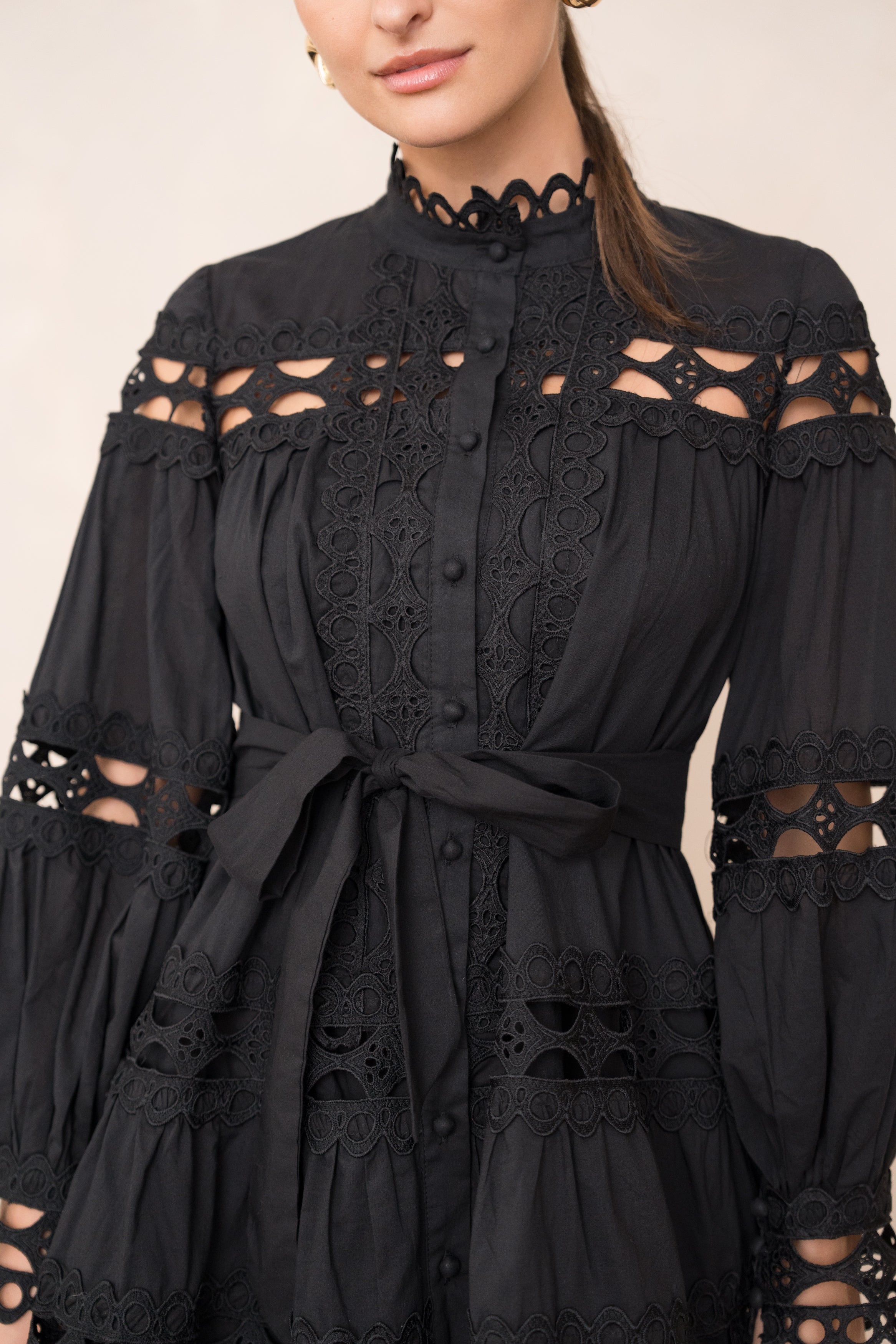 Robe chemise Ellie en coton ajouré