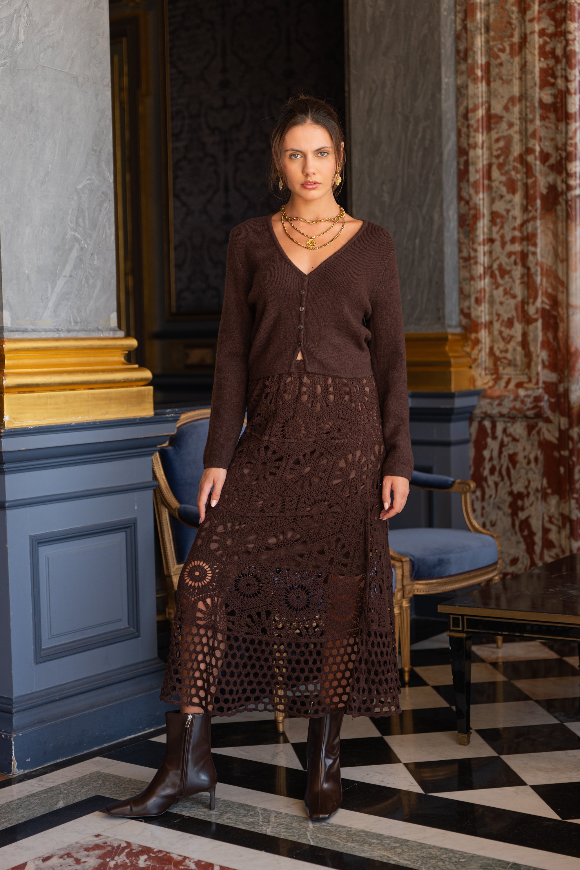 Jupe Mathilda crochet en maille ajourée