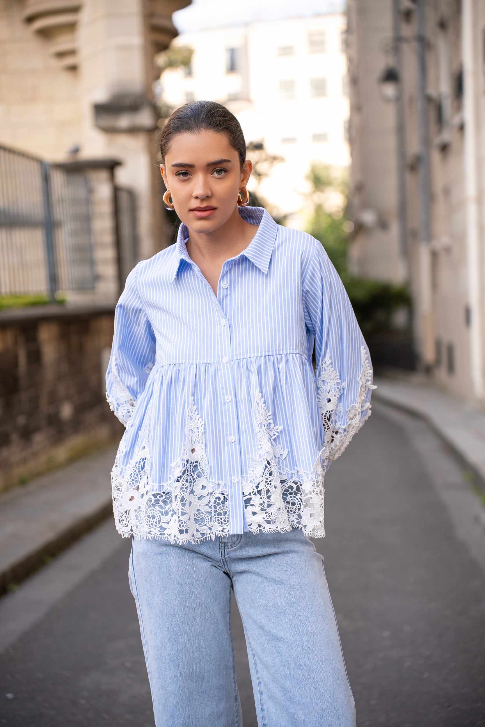 Chemise Aimie coton et guipure