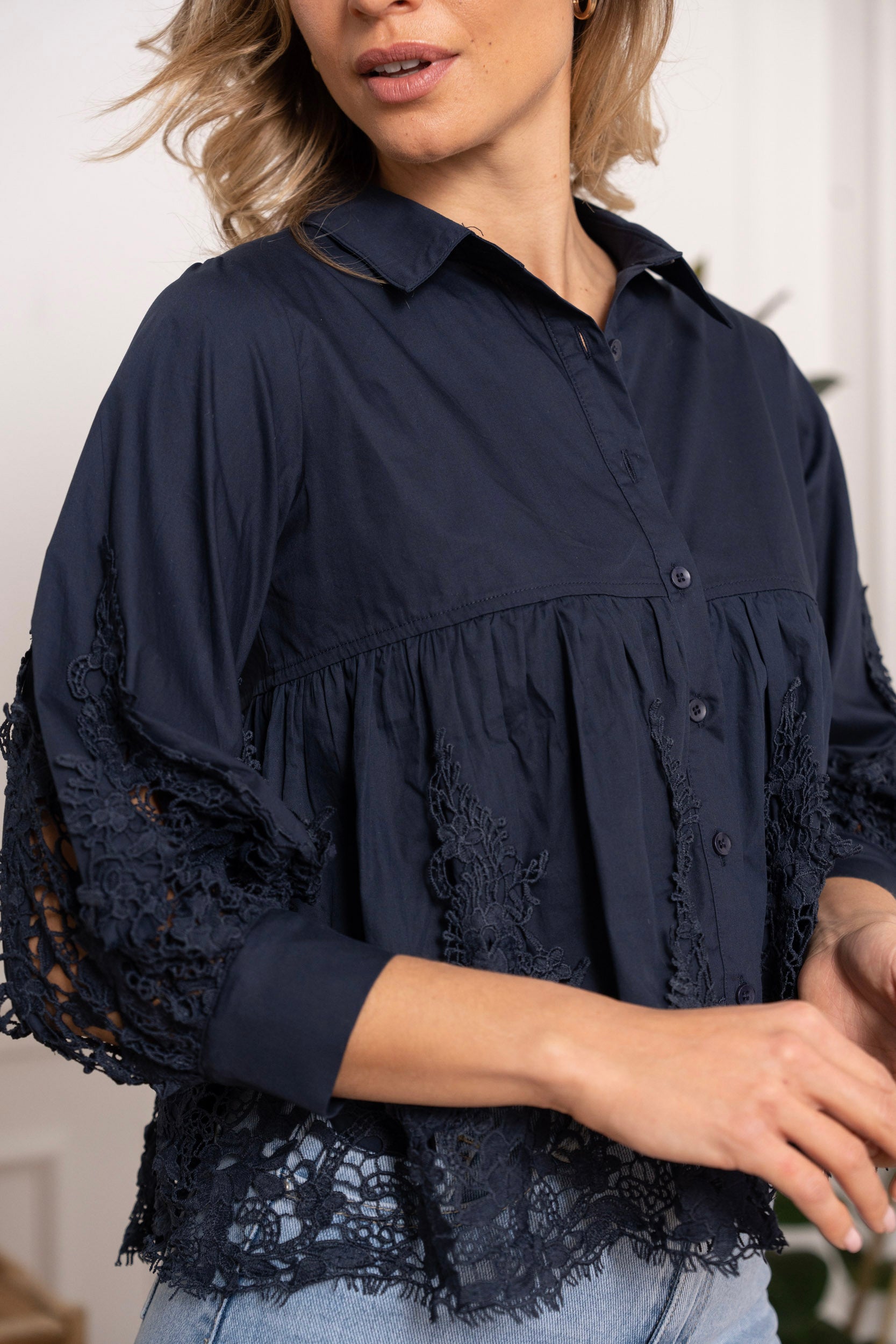 Chemise Aimie coton et guipure