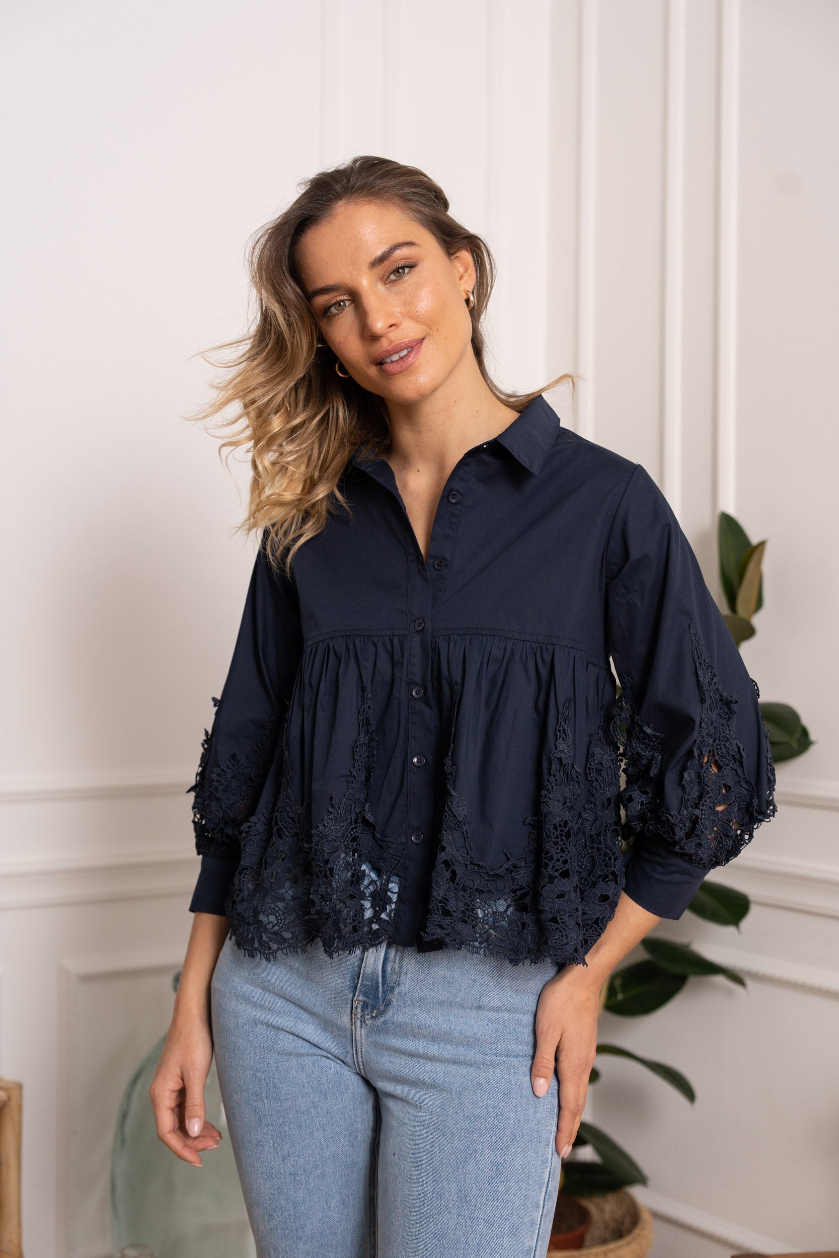 Chemise Aimie coton et guipure