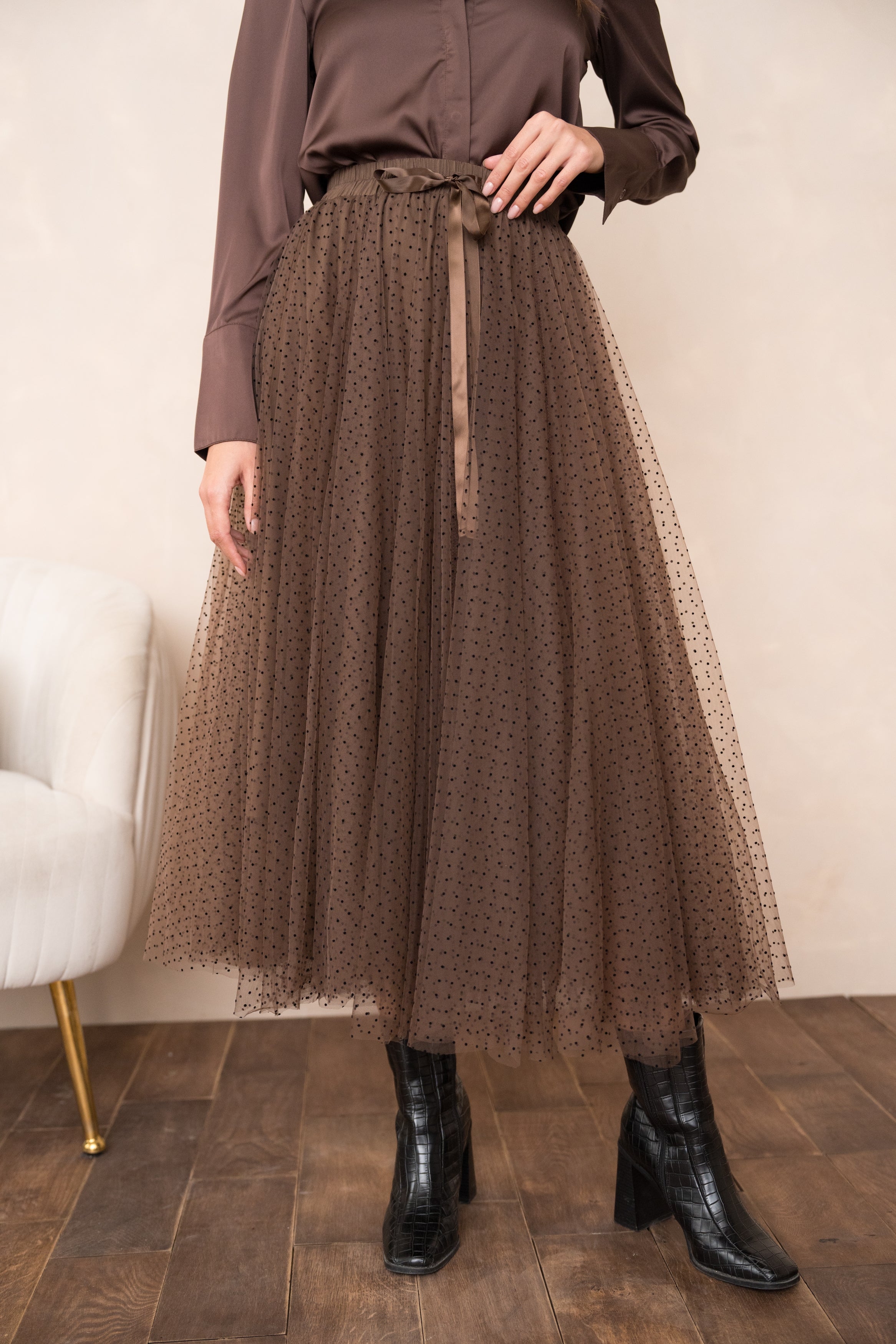 Jupe Aria en tulle plumetis à pois