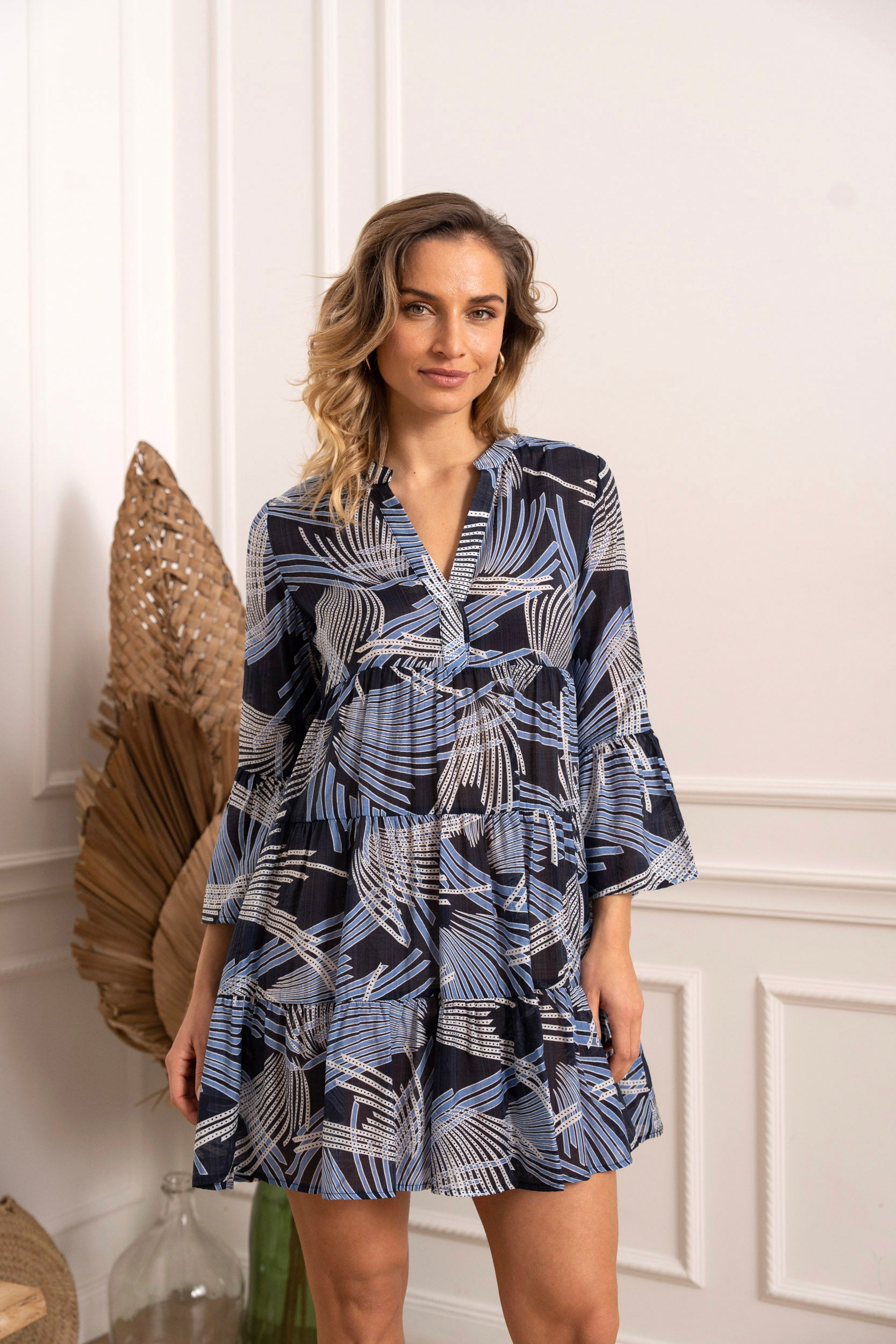 Robe courte Saint-Tropez imprimée fleurie