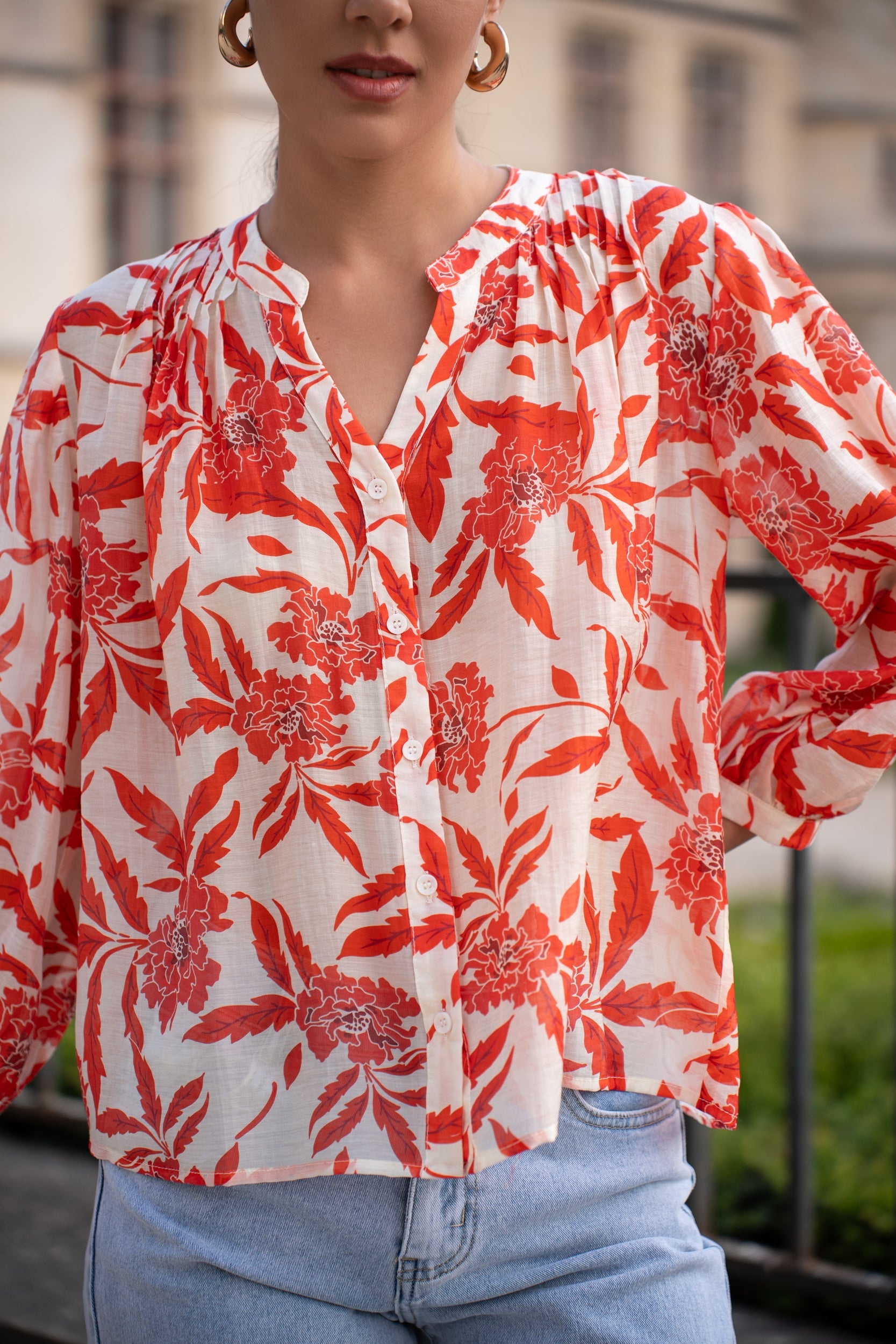 Chemise Eléna en soie imprimée fleurie