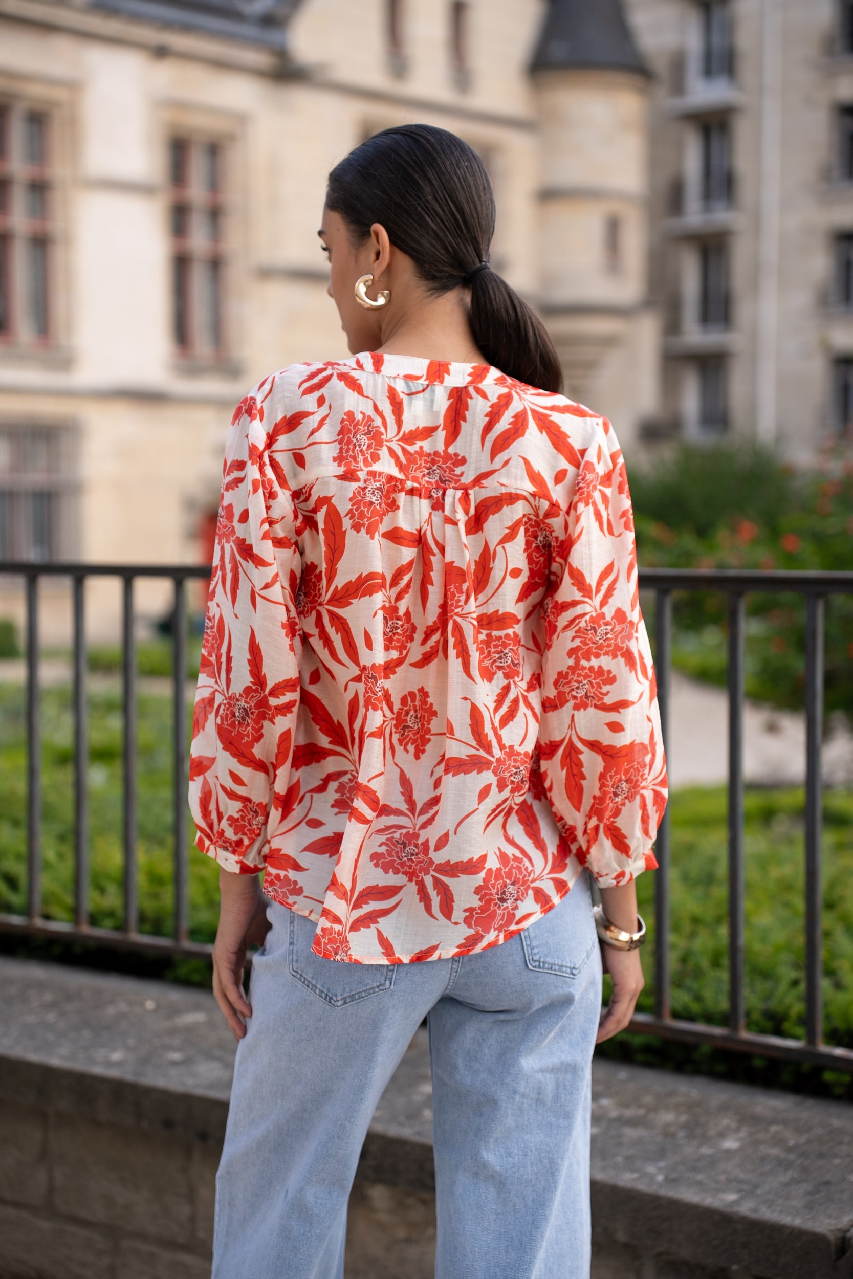 Chemise Eléna en soie imprimée fleurie