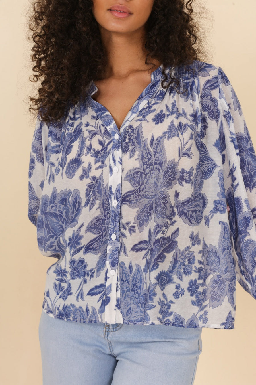 Chemise Eléna en soie imprimée fleurie