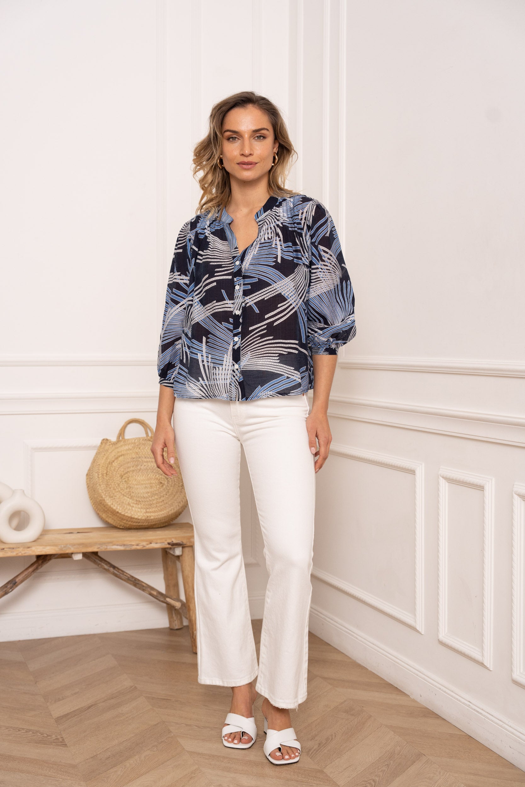 Chemise Eléna en soie imprimée fleurie