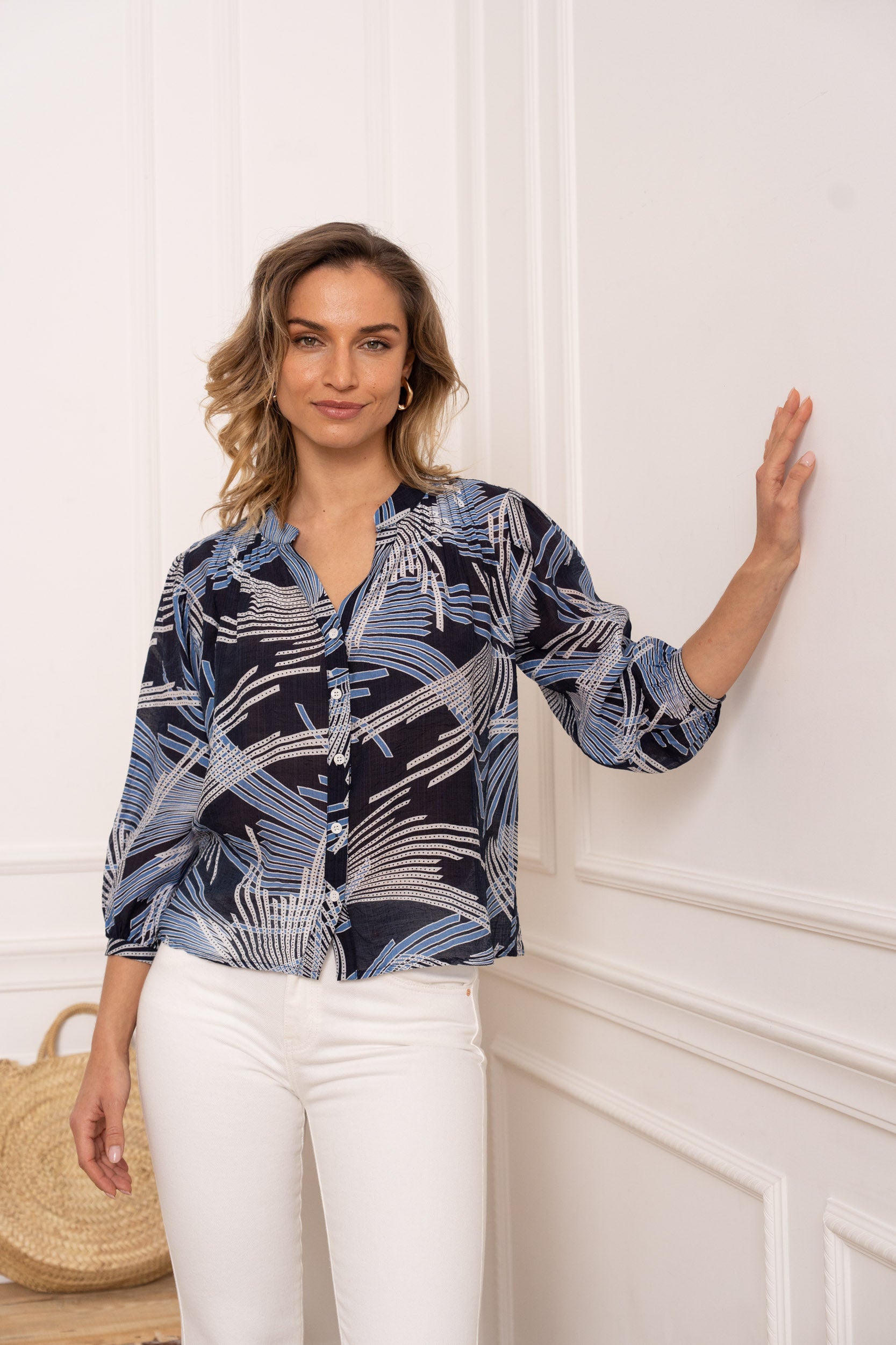Chemise Eléna en soie imprimée fleurie