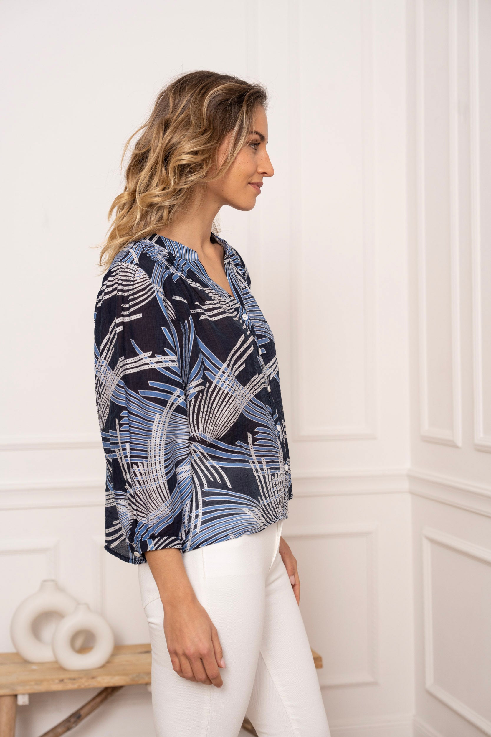 Chemise Eléna en soie imprimée fleurie