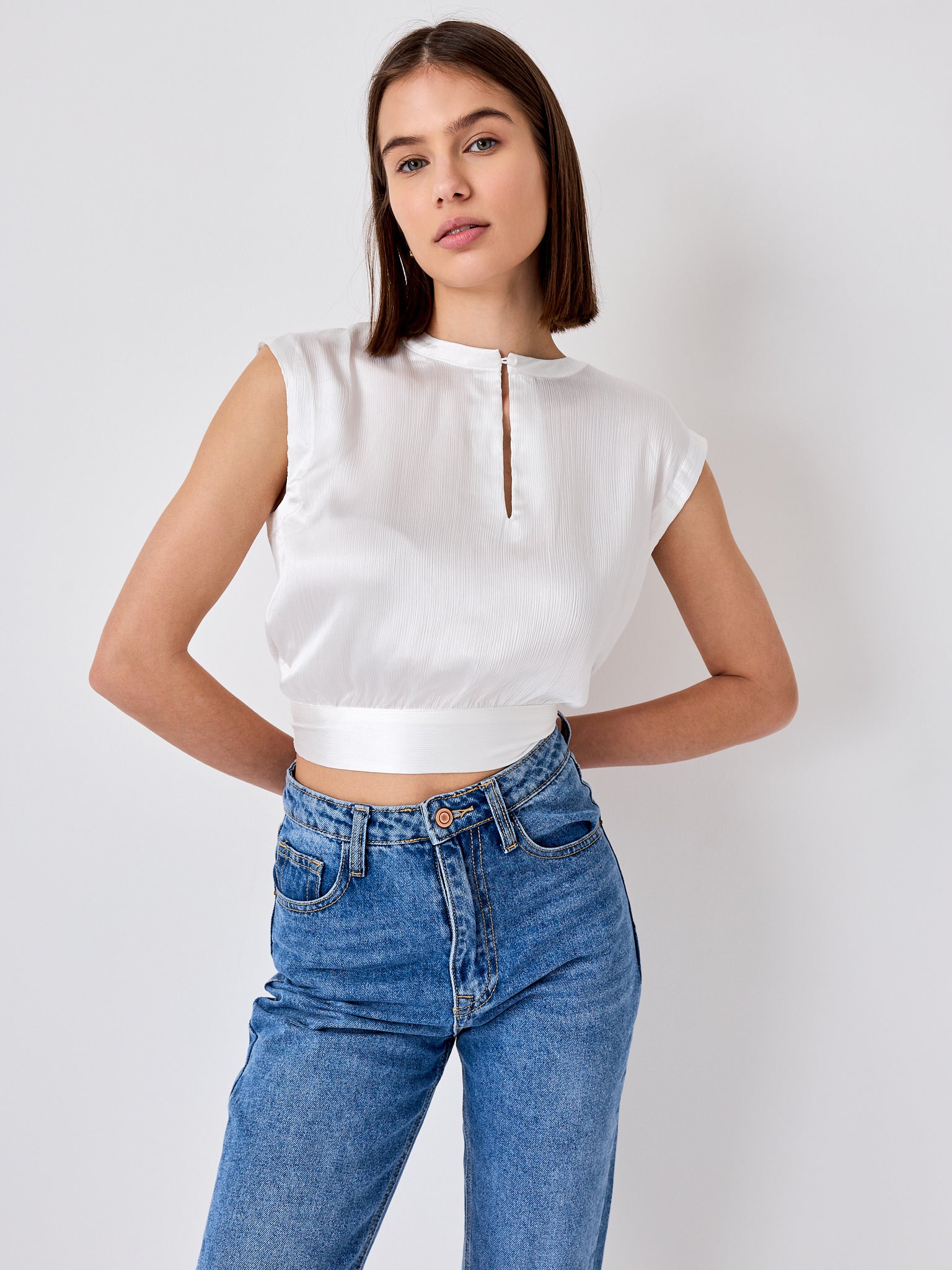 Crop-top soyeux Maguie noeud au dos