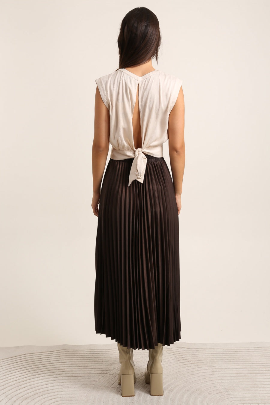 Wild leopard satin pleated skirt