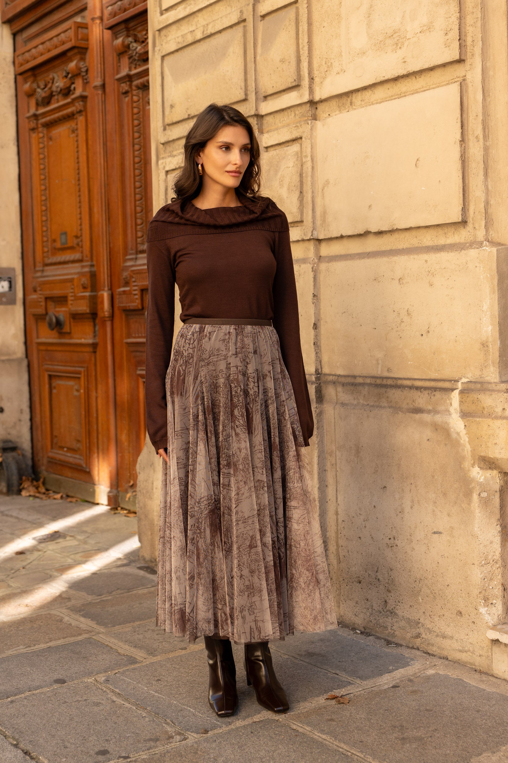 Jupe Ambre en tulle imprimé toile de Jouy