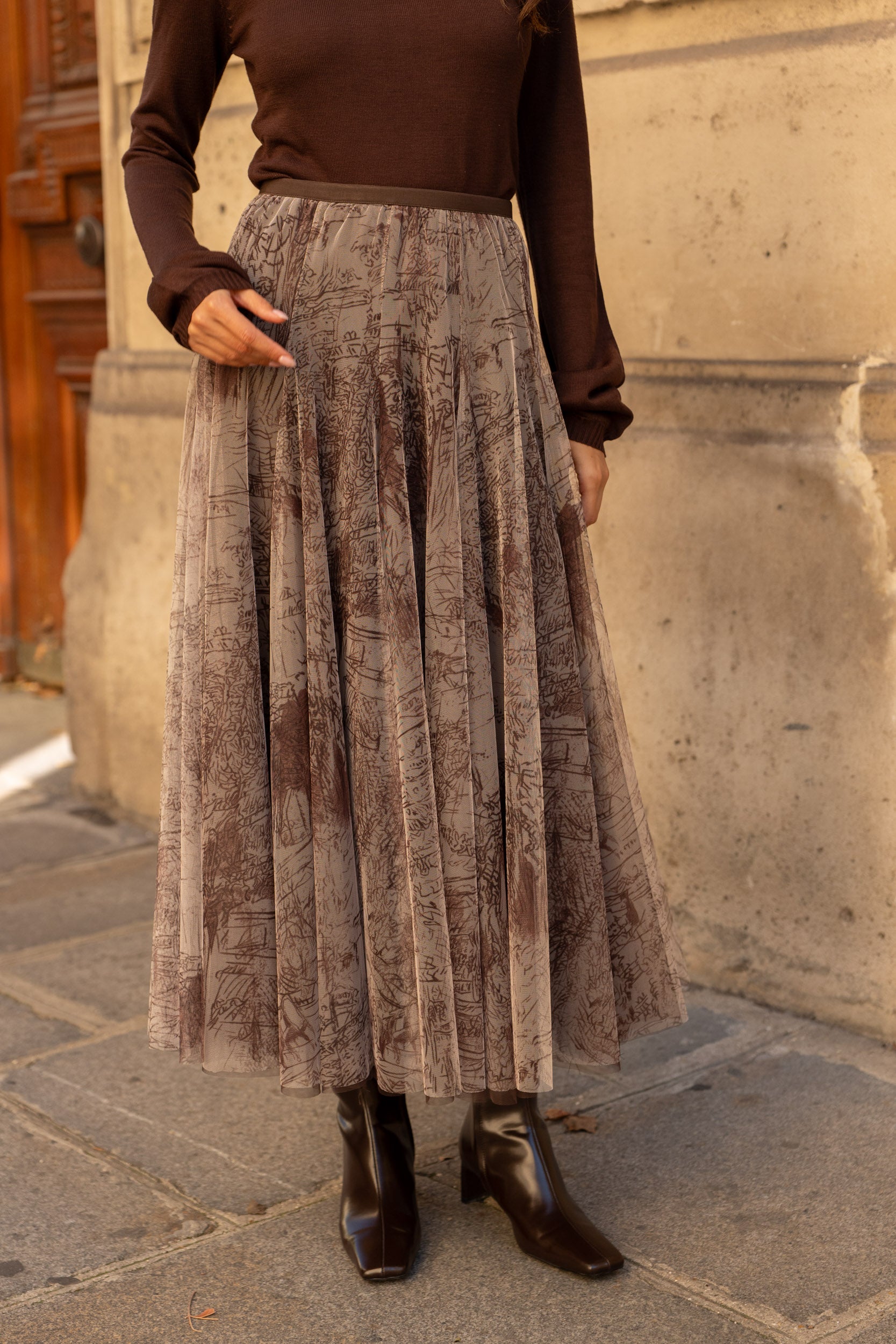 Jupe Ambre en tulle imprimé toile de Jouy