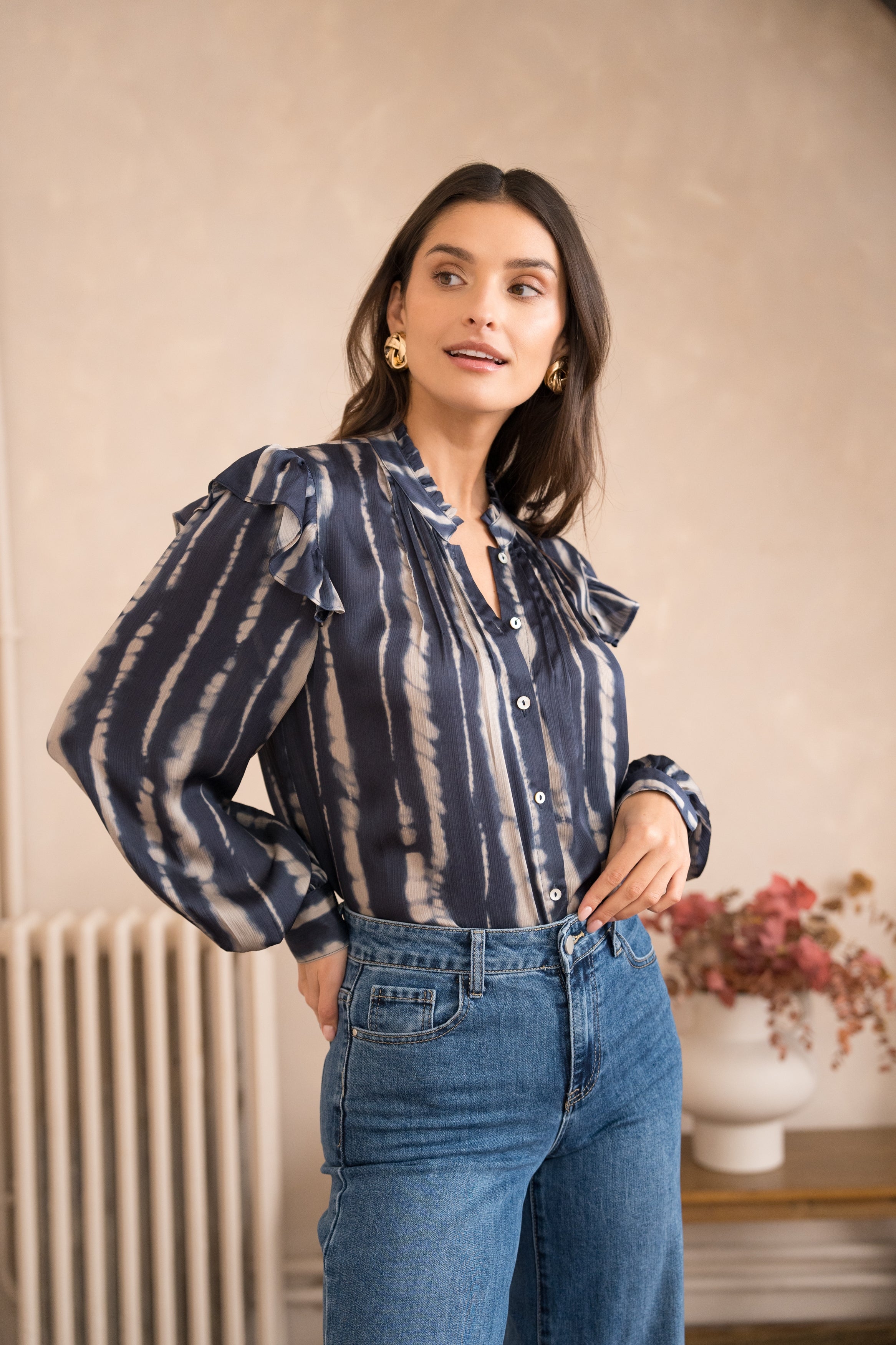 Blouse Jane satinée en imprimé tie-dye