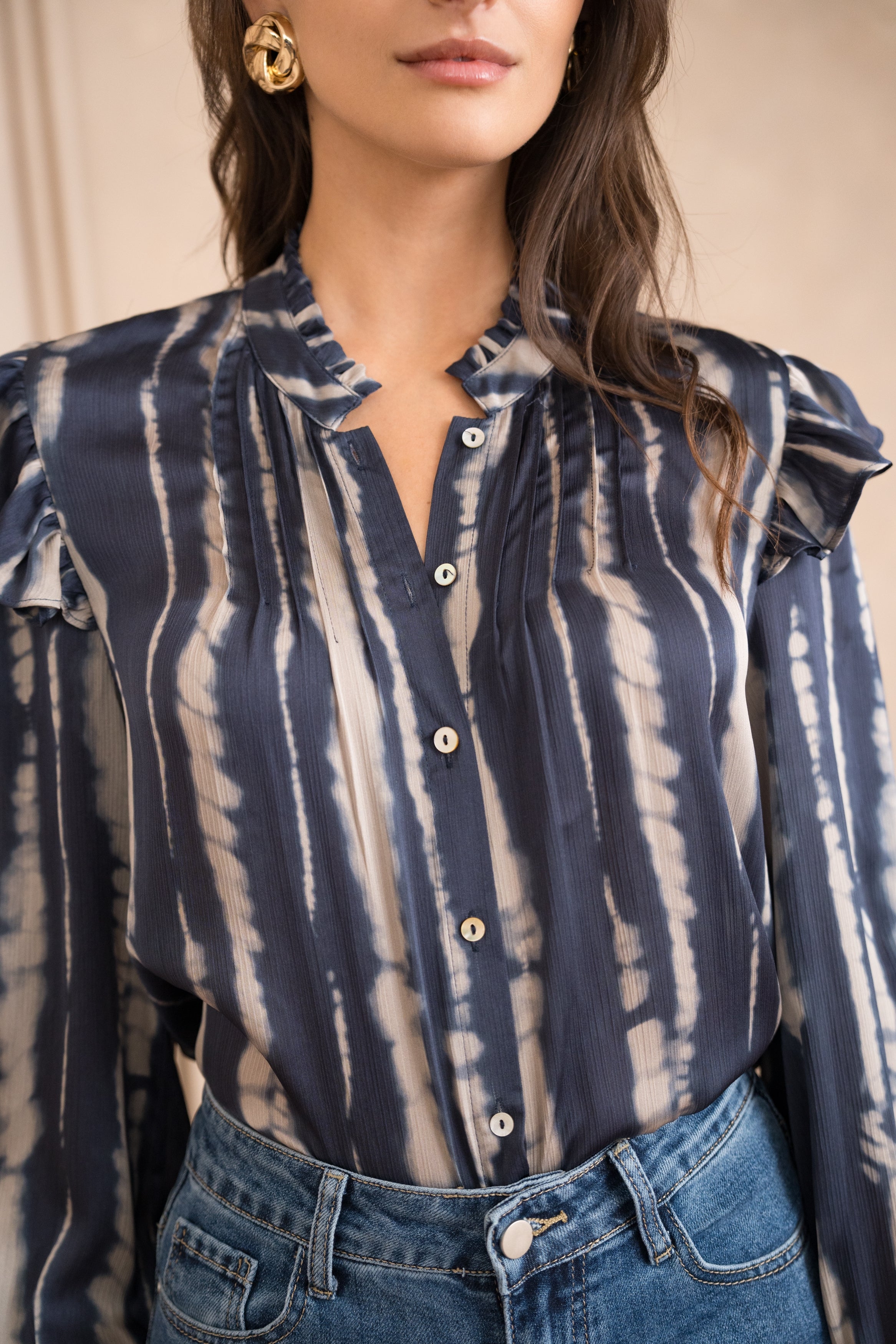 Blouse Jane satinée en imprimé tie-dye