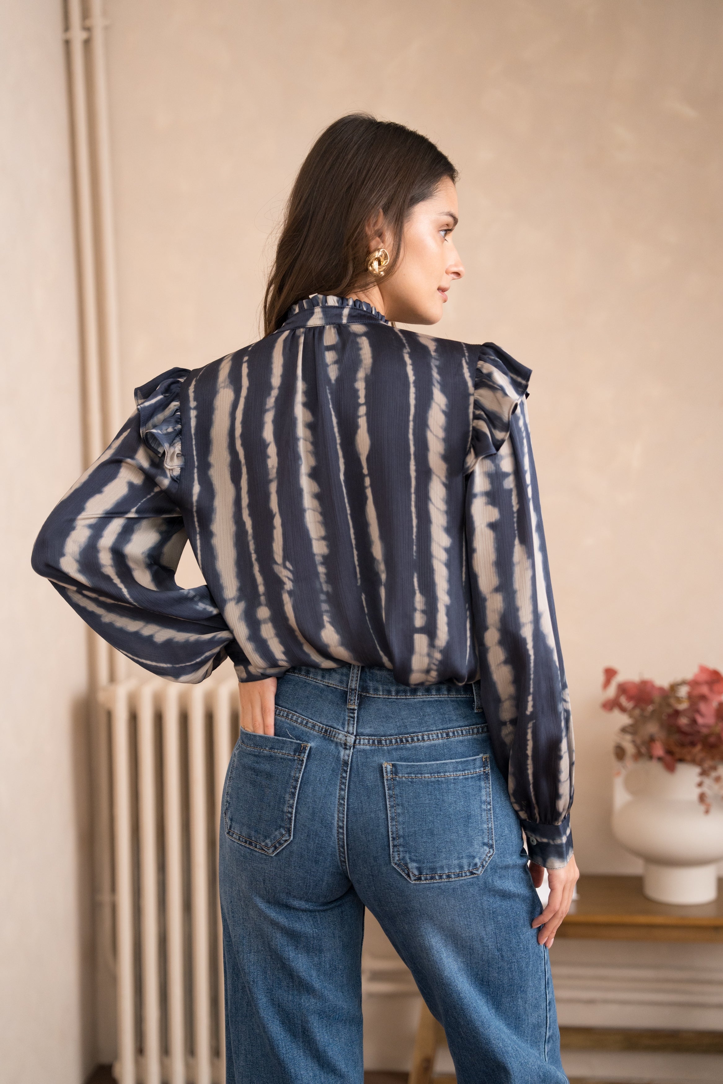 Blouse Jane satinée en imprimé tie-dye