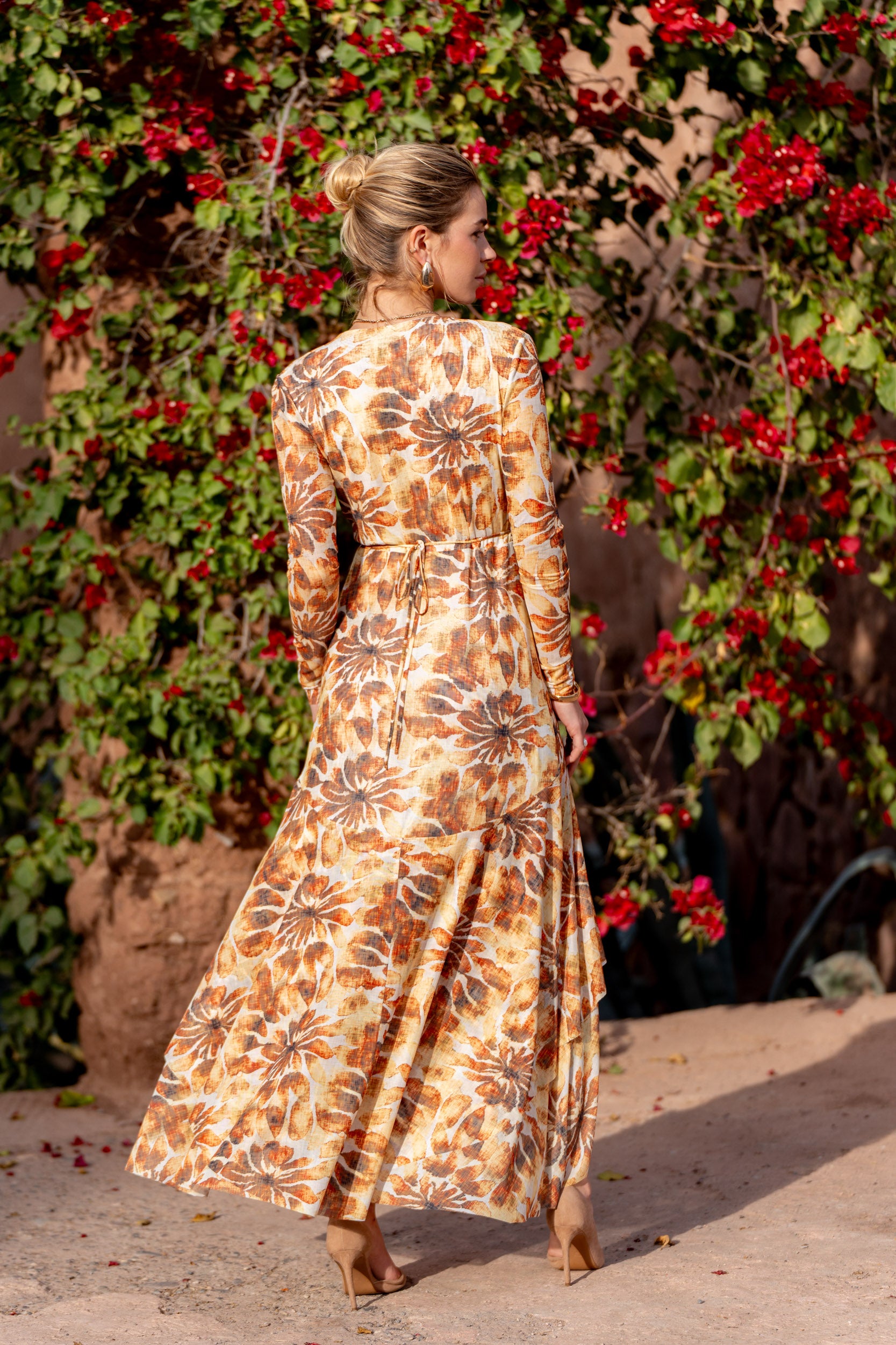 Robe portefeuille en résille imprimé fleuri