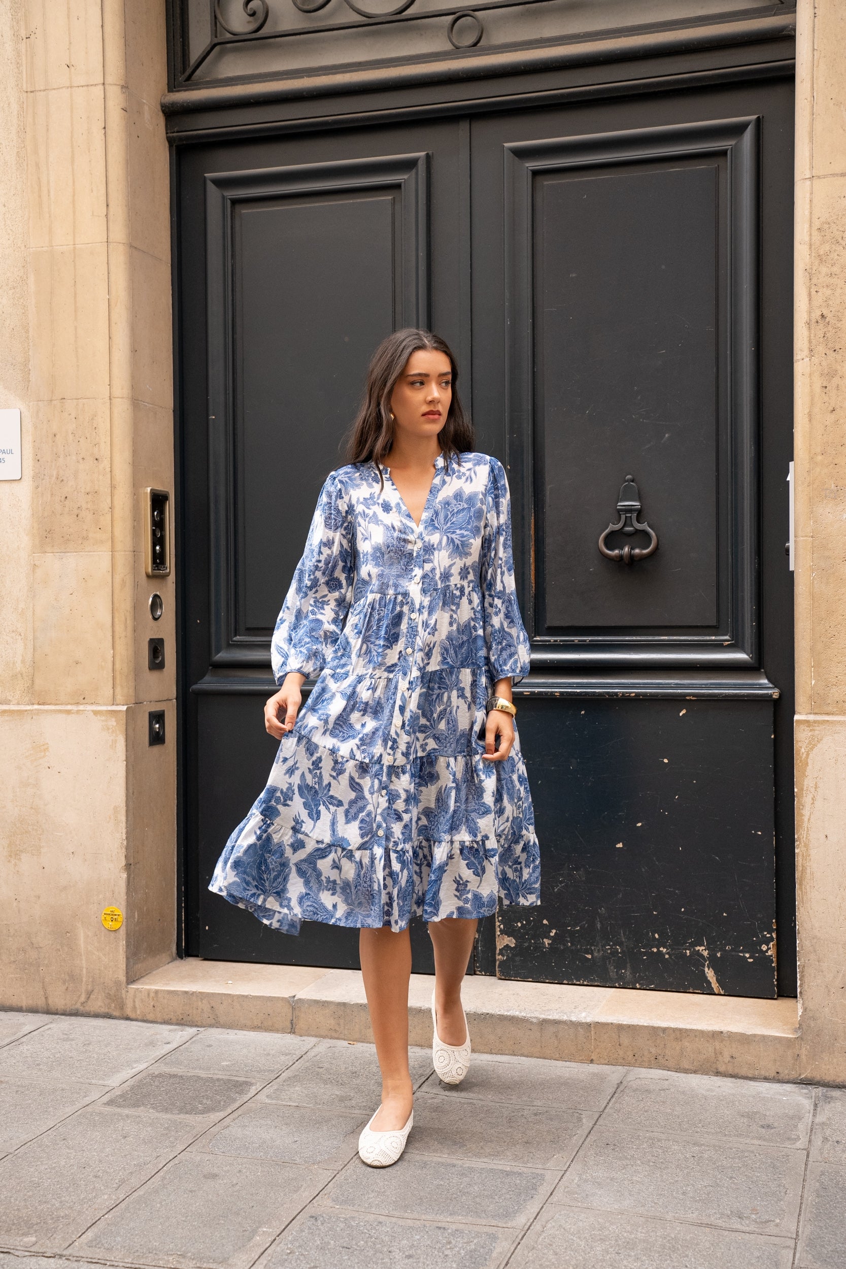 Robe mi-longue Sienna imprimé en soie