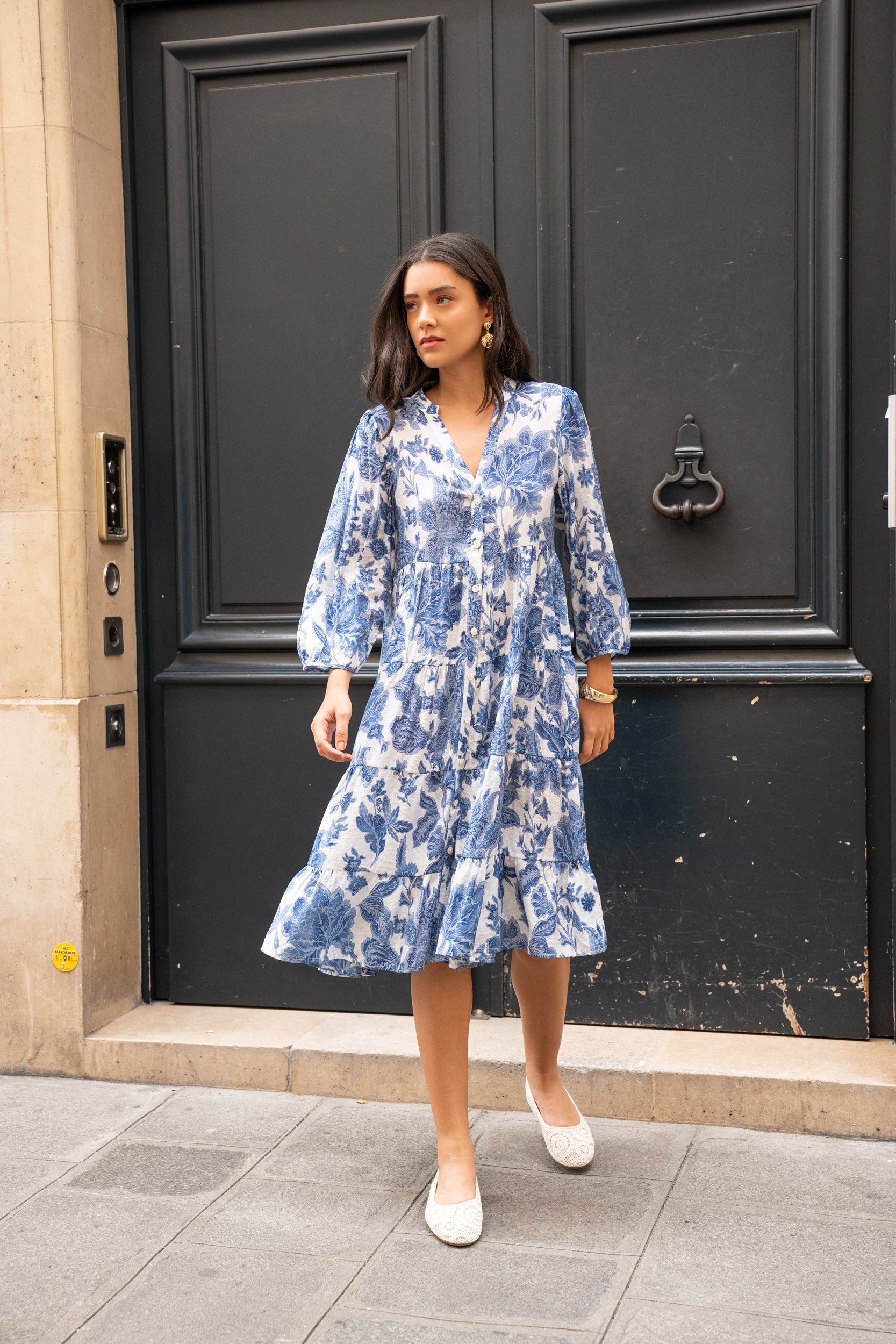 Robe mi-longue Sienna imprimé en soie