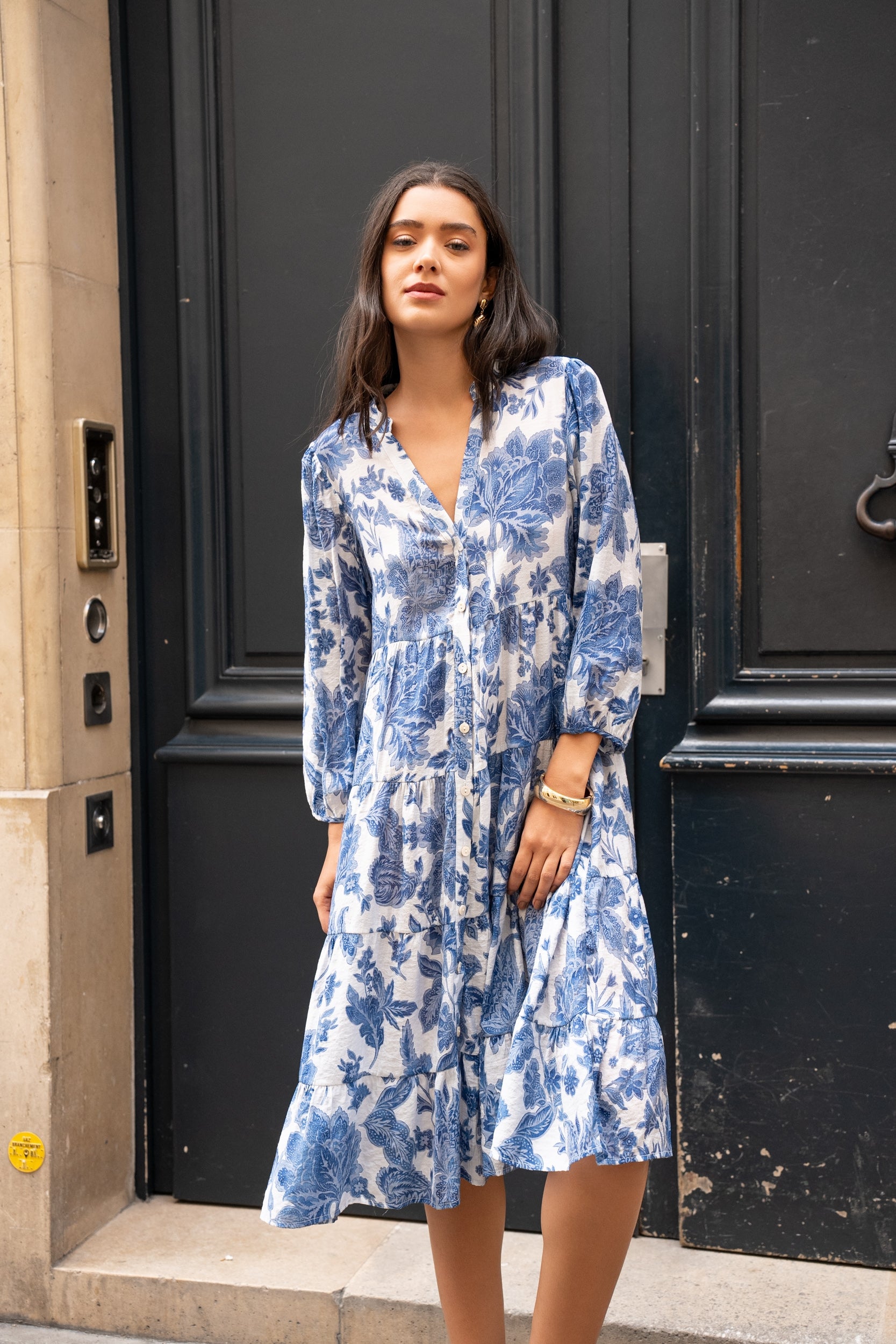 Robe mi-longue Sienna imprimé en soie