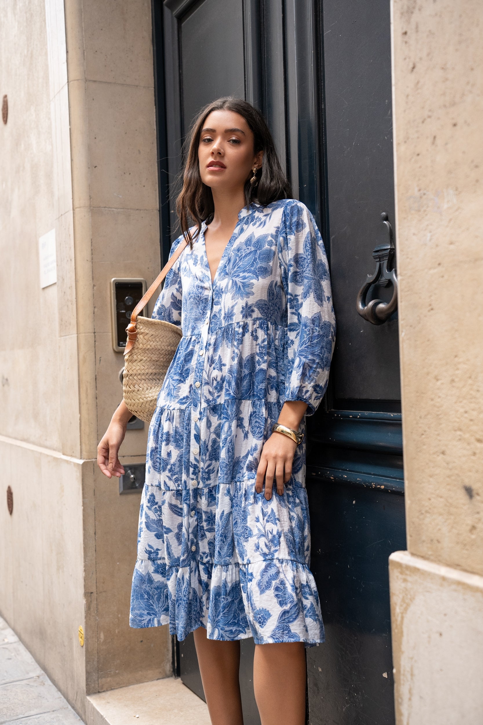 Robe mi-longue Sienna imprimé en soie