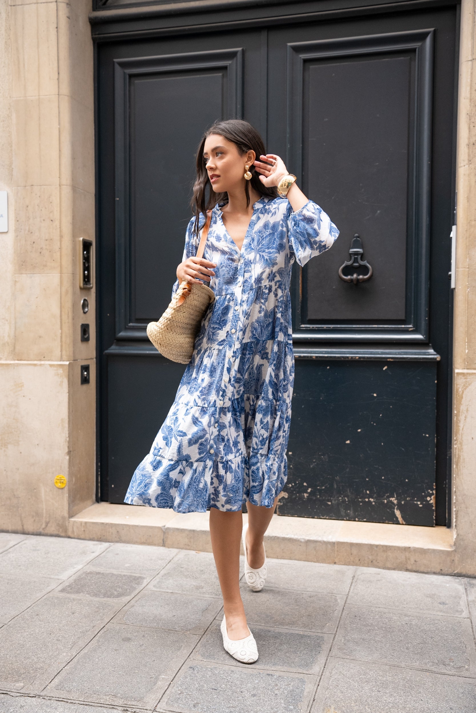 Robe mi-longue Sienna imprimé en soie