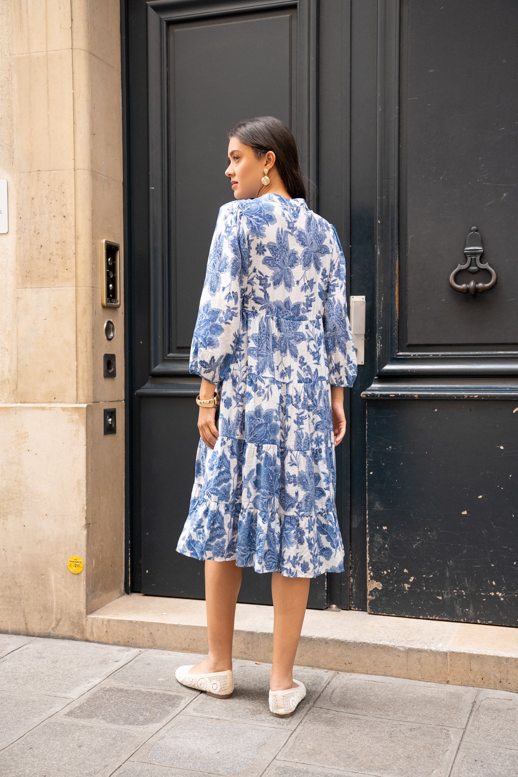 Robe mi-longue Sienna imprimé en soie