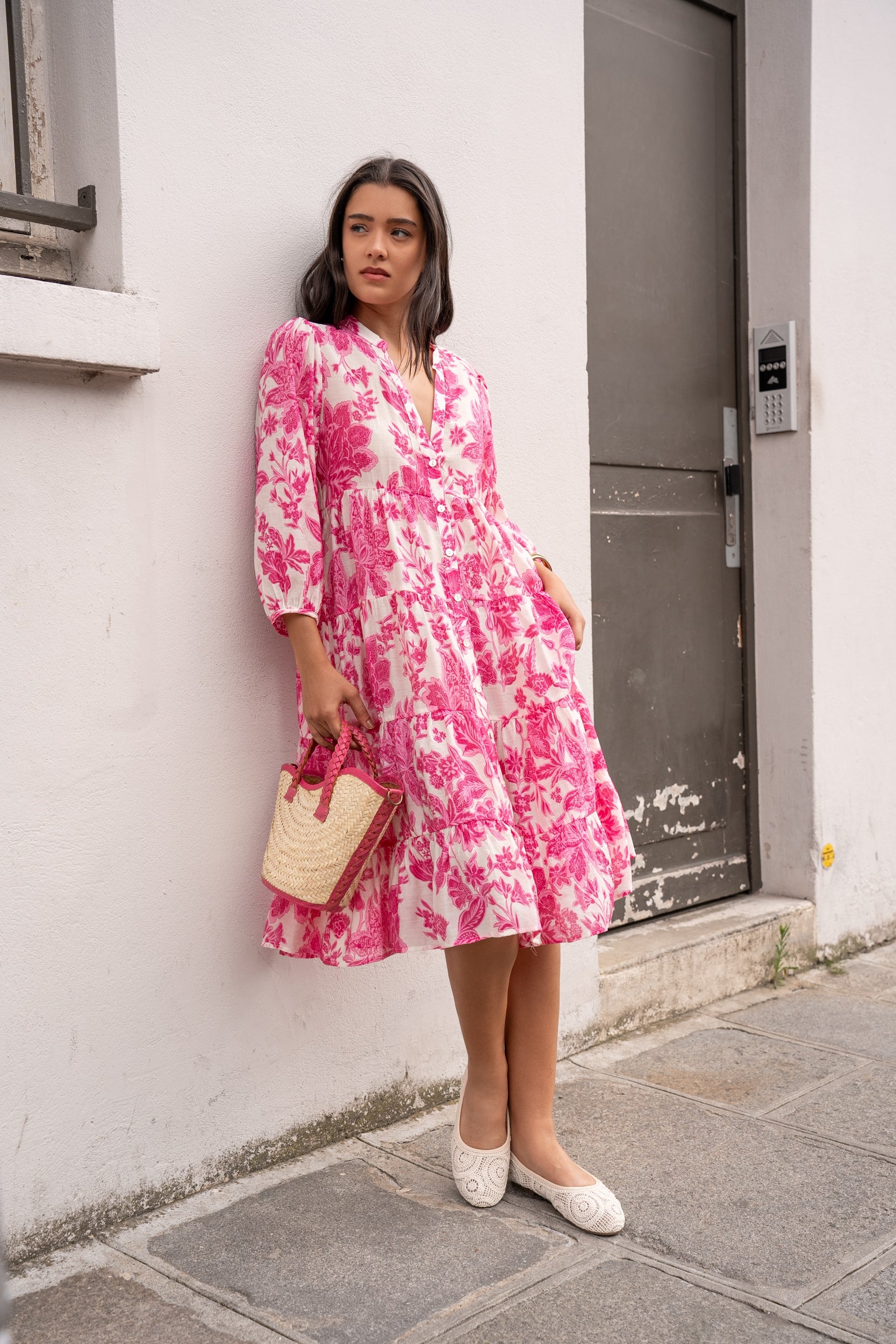 Robe mi-longue Sienna imprimé en soie