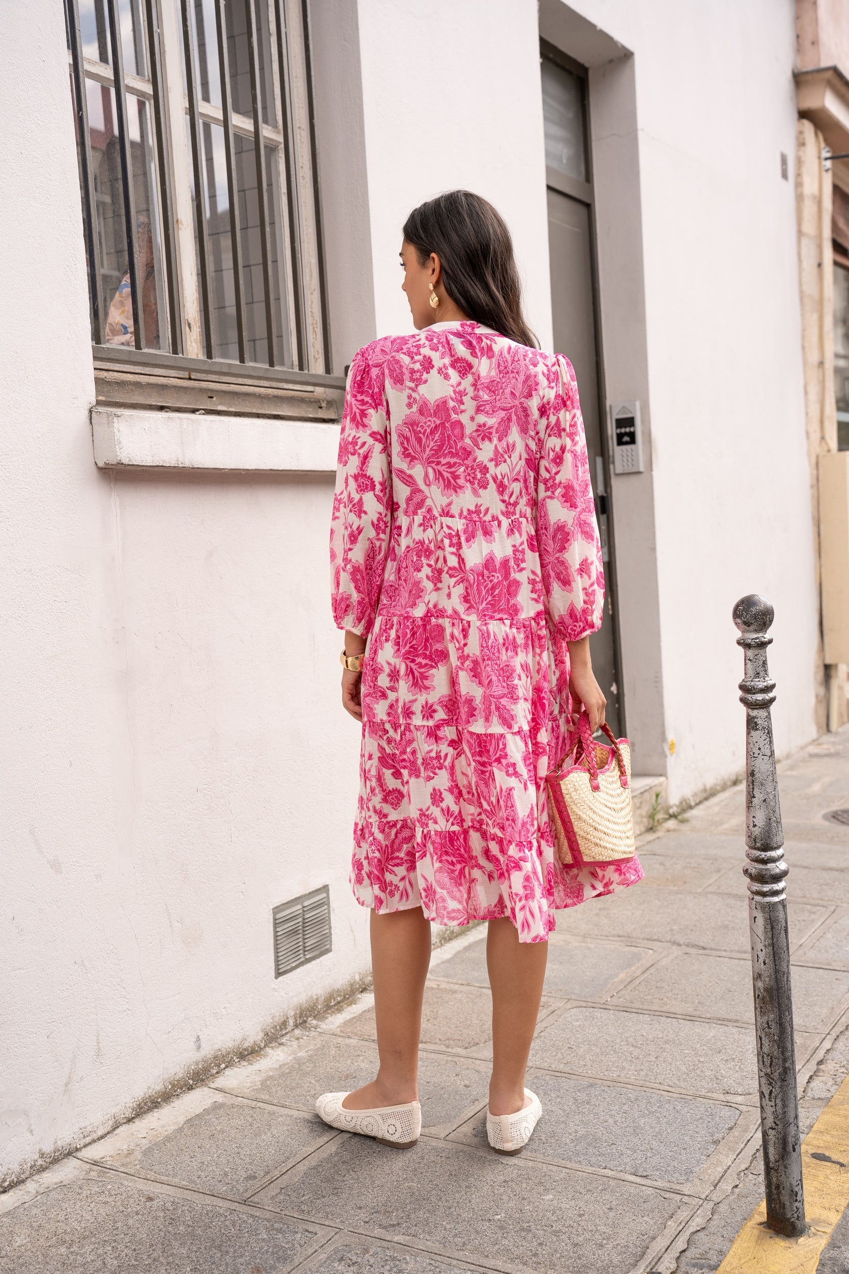 Robe mi-longue Sienna imprimé en soie