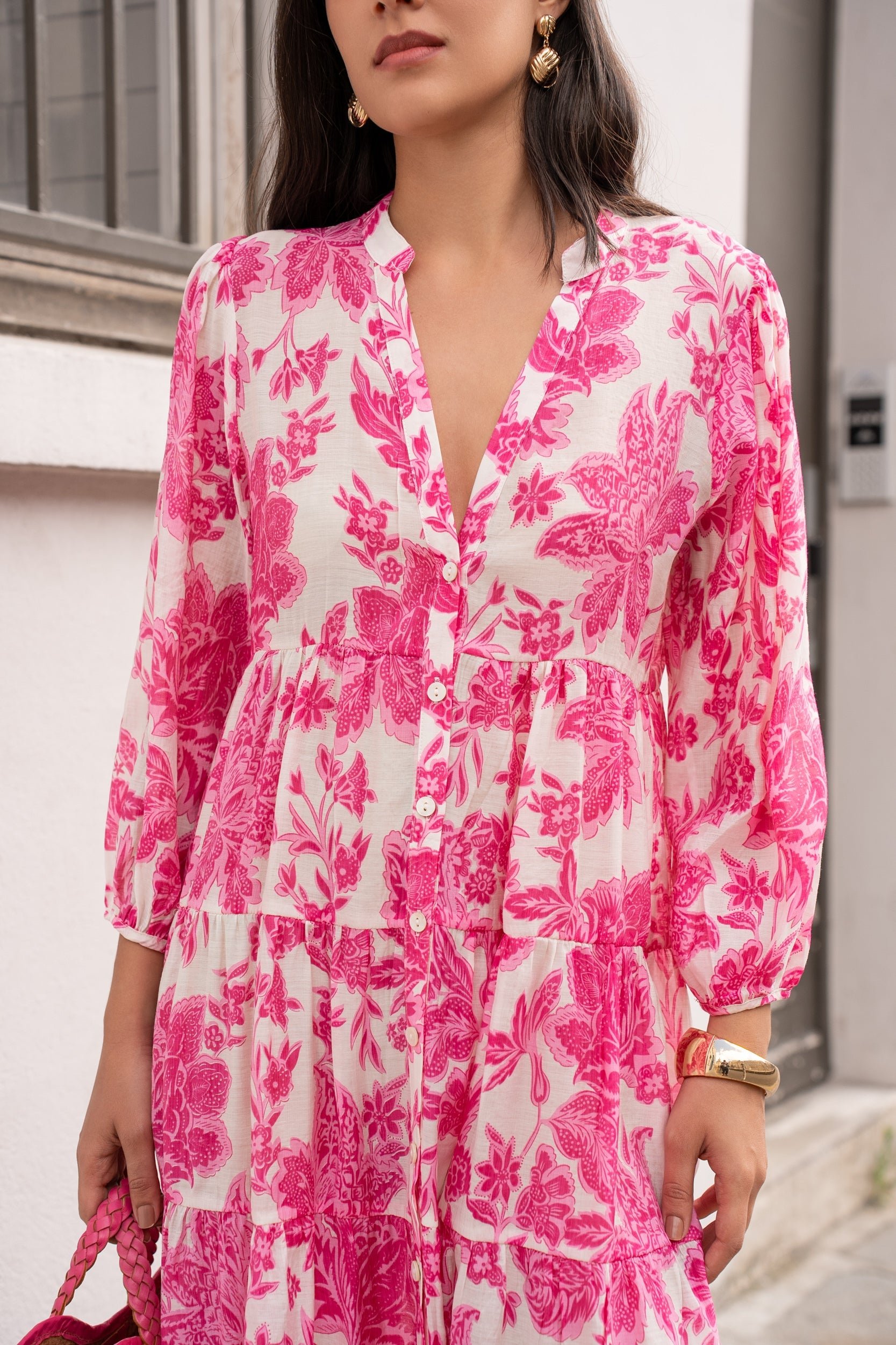 Robe mi-longue Sienna imprimé en soie