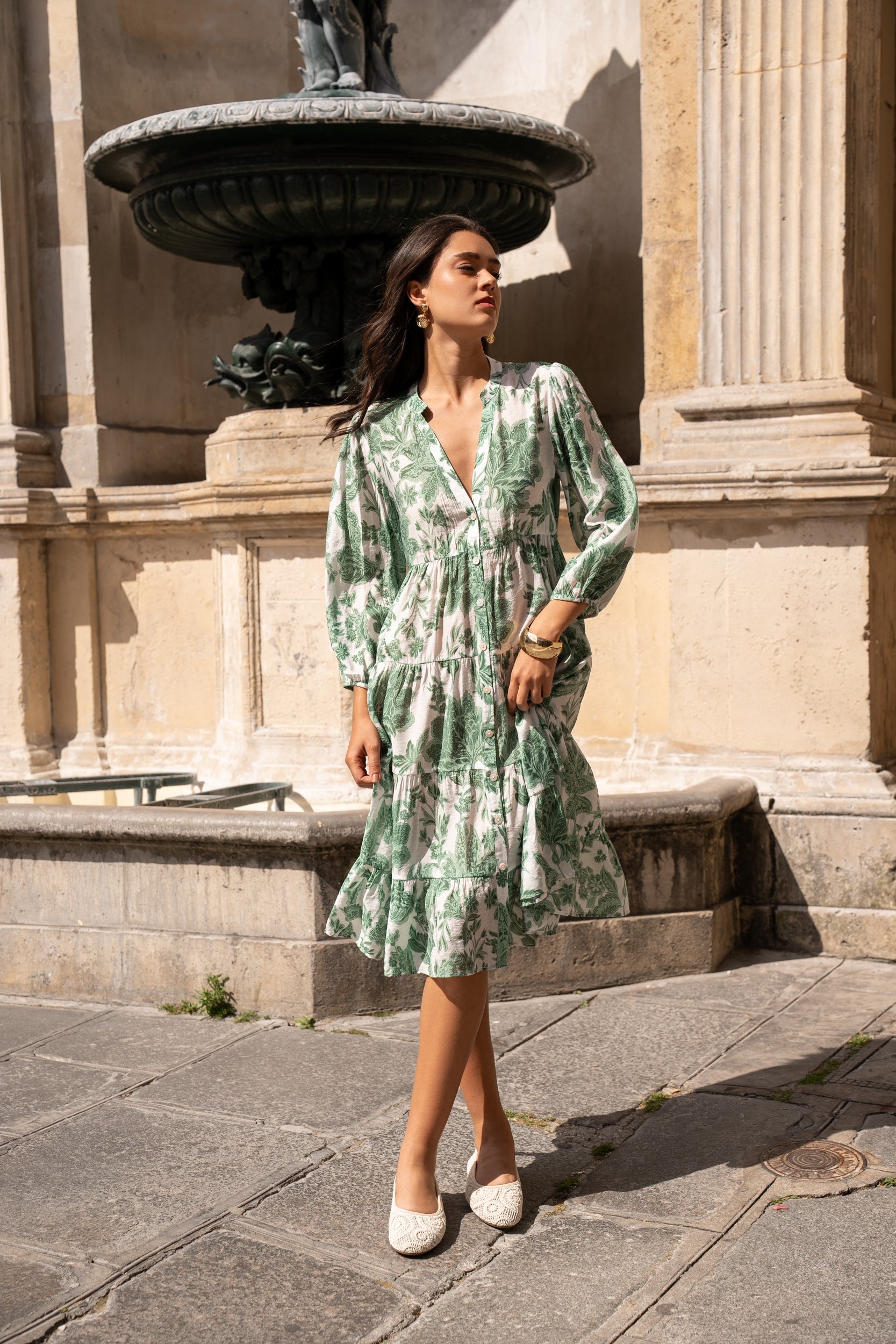 Robe mi-longue Sienna imprimé en soie