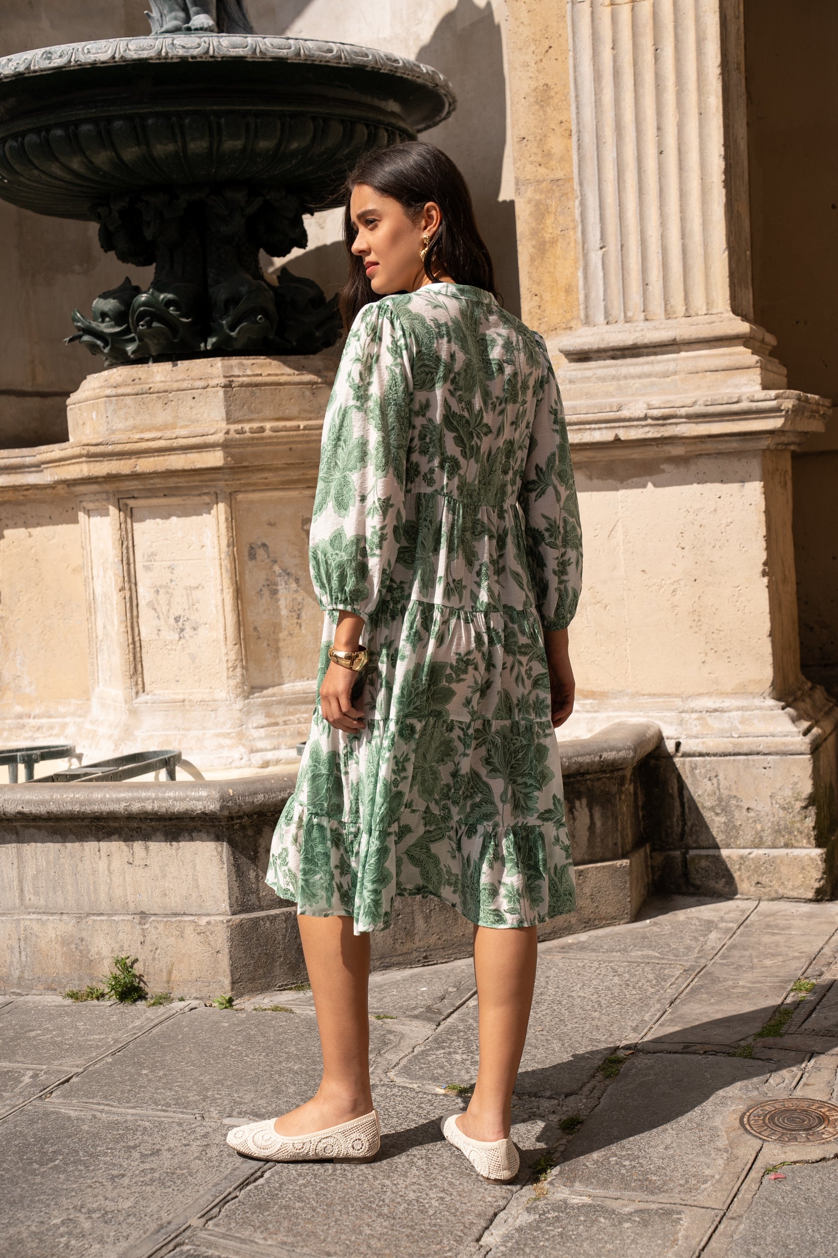 Robe mi-longue Sienna imprimé en soie