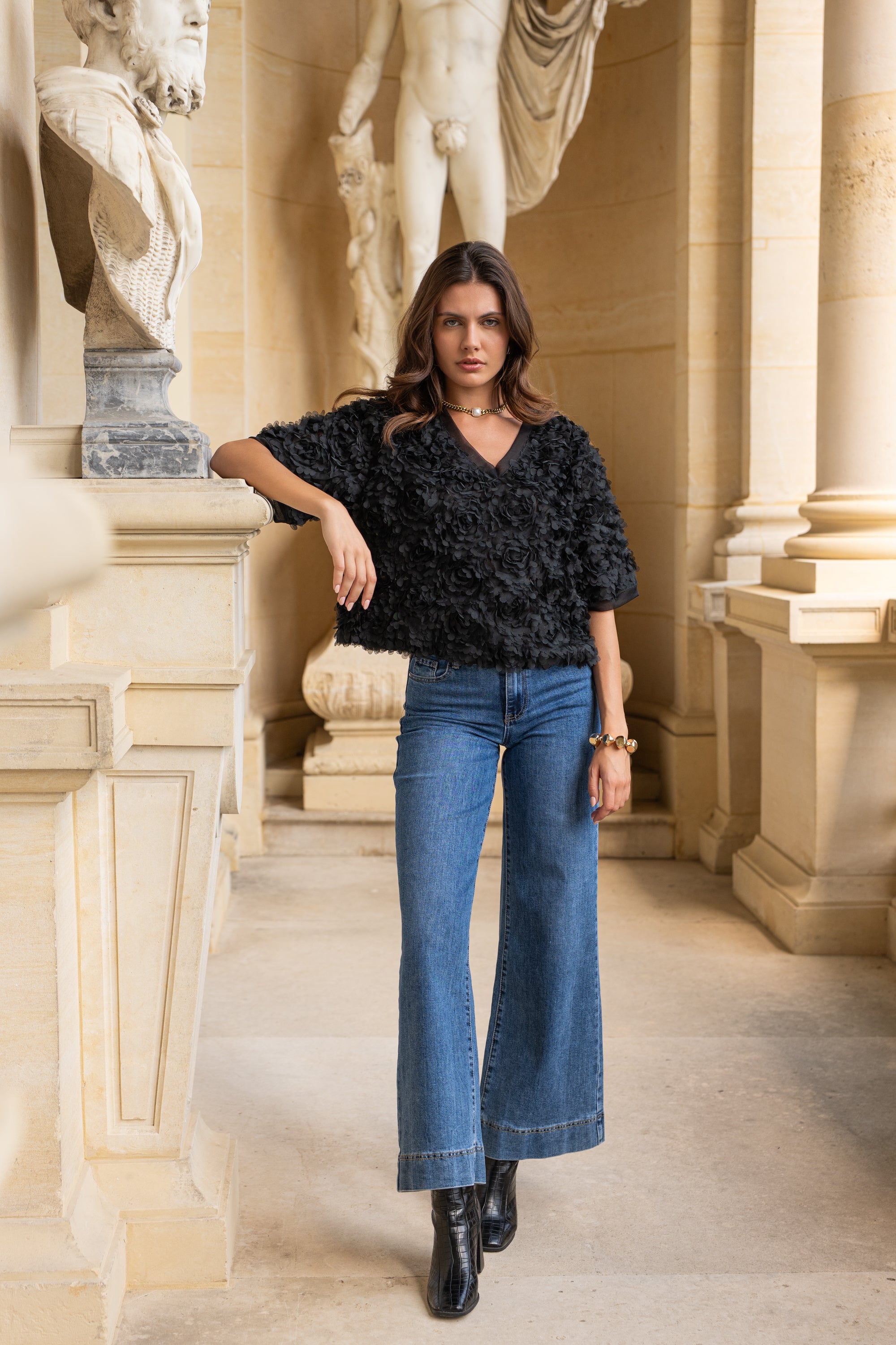Blouse Sammy texturée à rosace